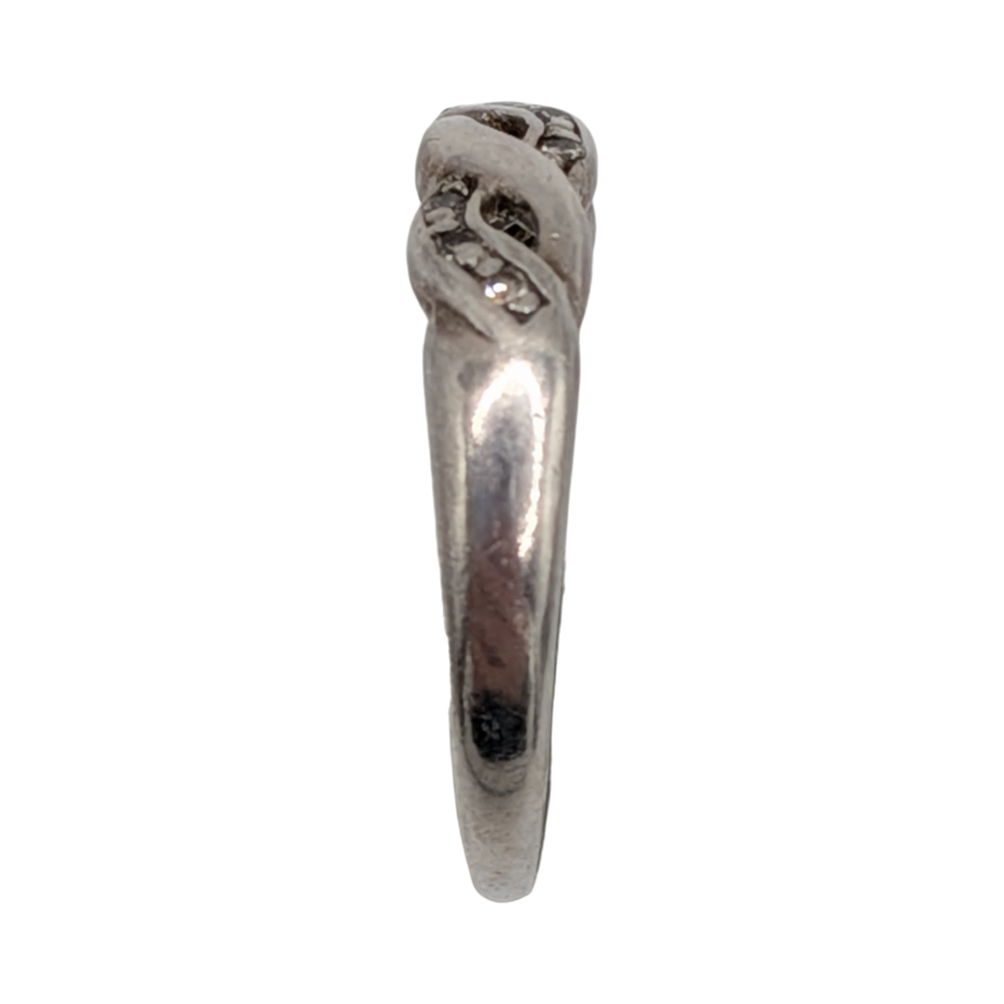 Signed Sterling Silver Diamond Interwoven Band Ring Size 8.25