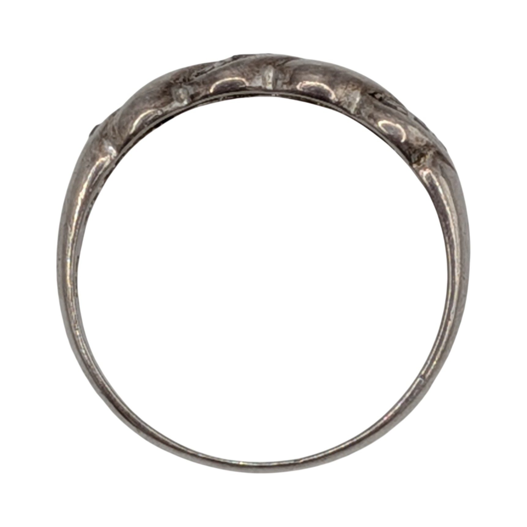 Signed Sterling Silver Diamond Interwoven Band Ring Size 8.25