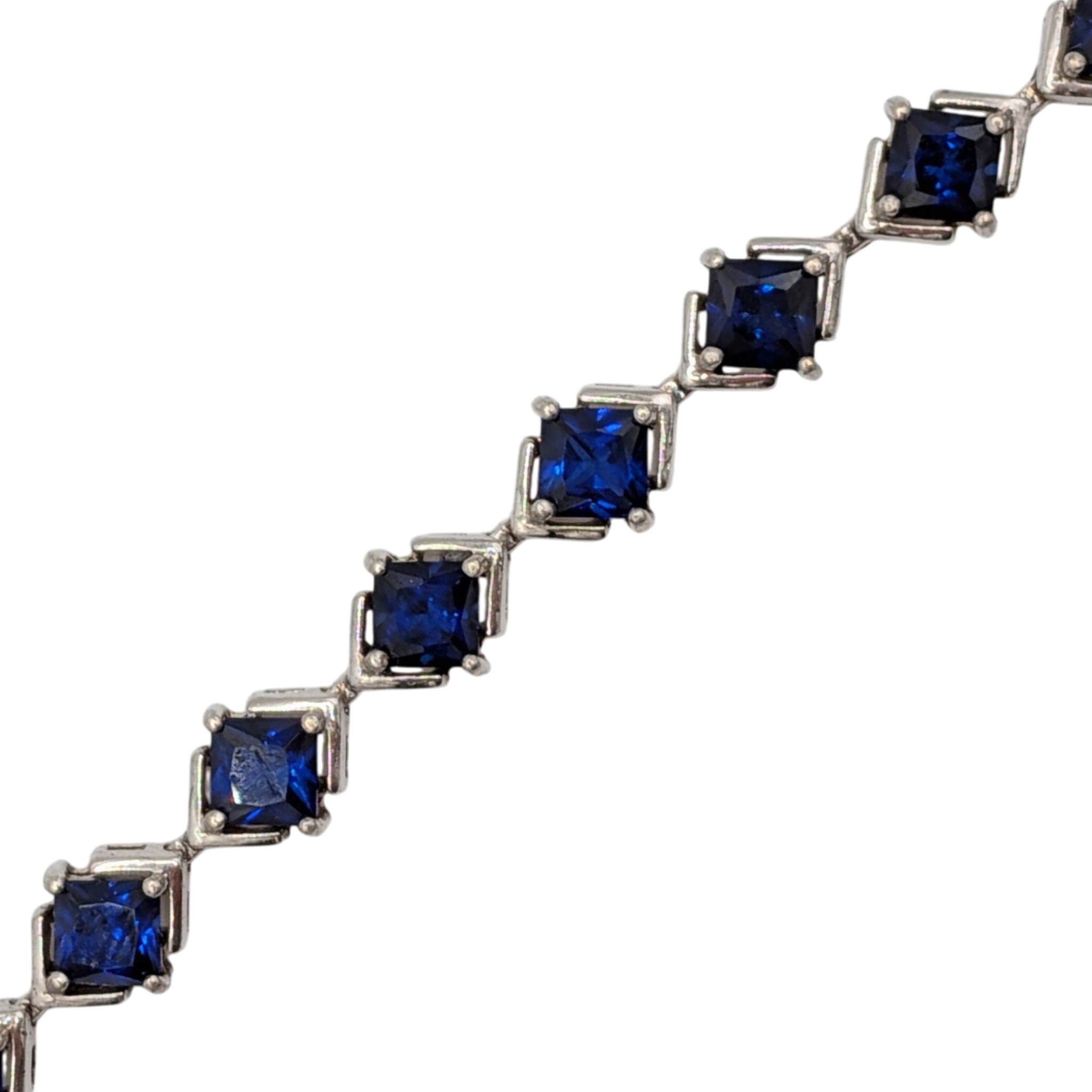Sterling Silver Sapphire Princess Cut Tennis Bracelet