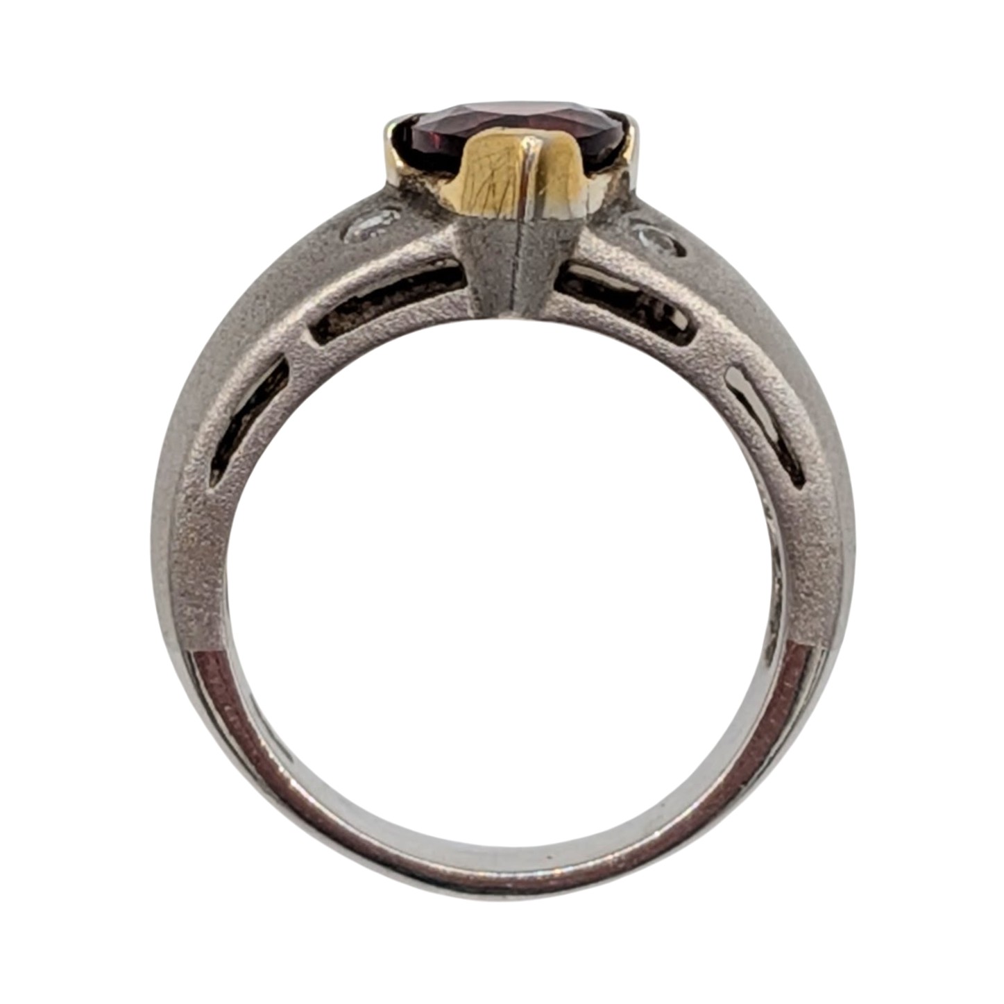 Gold Over Sterling Silver Garnet CZ Shield Ring Size 7