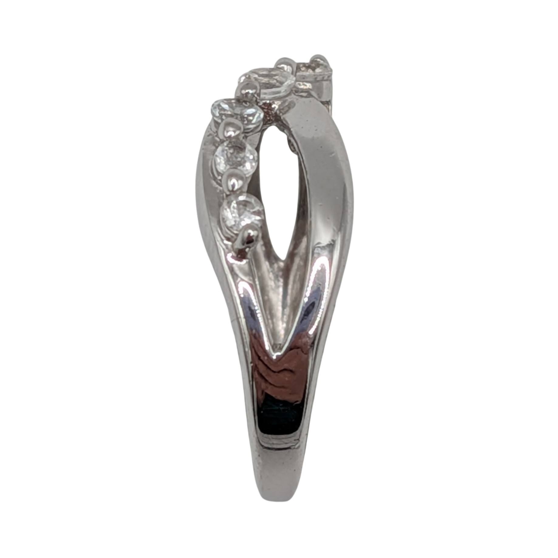 Signed Sterling Silver White Topaz Graduated 5 Stone Band Ring Size 5