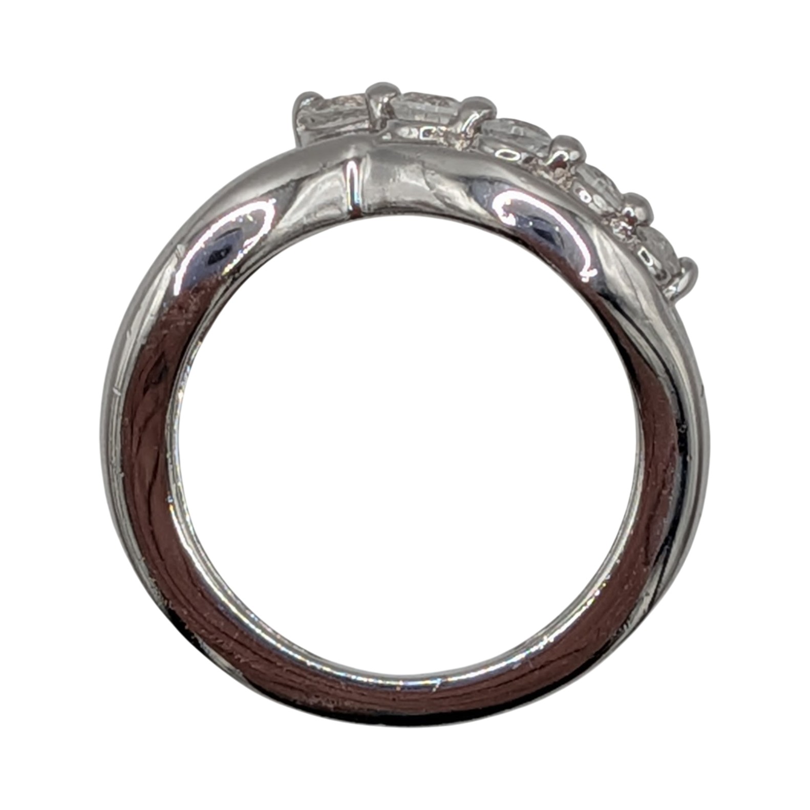 Signed Sterling Silver White Topaz Graduated 5 Stone Band Ring Size 5