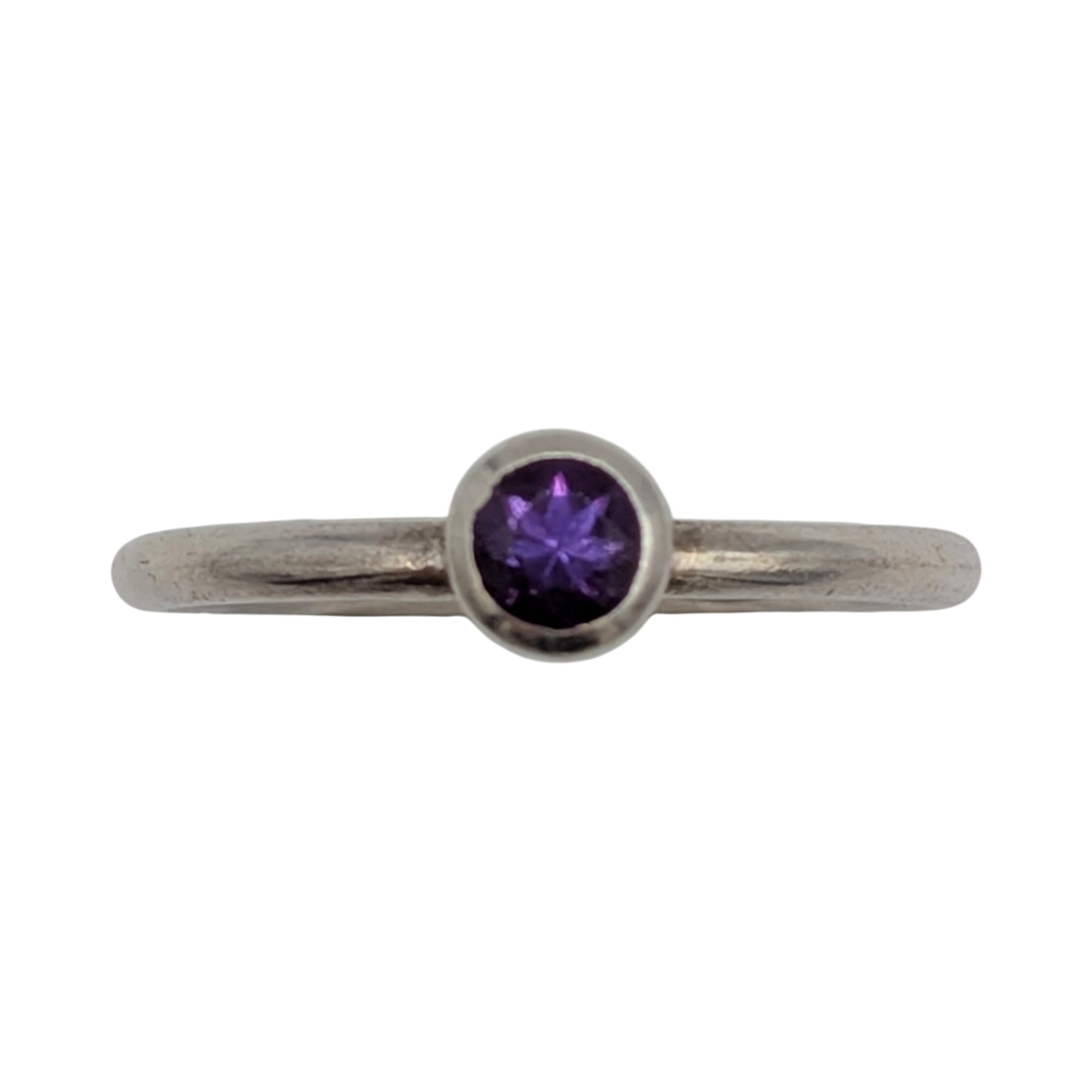 Sterling Silver Amethyst Round Cut Stacking Ring Size 8