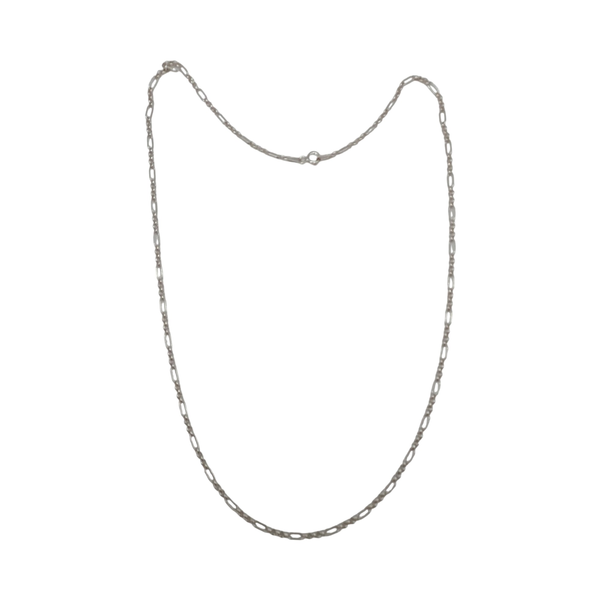 Signed Italy Sterling Silver Figaro Chain Necklace