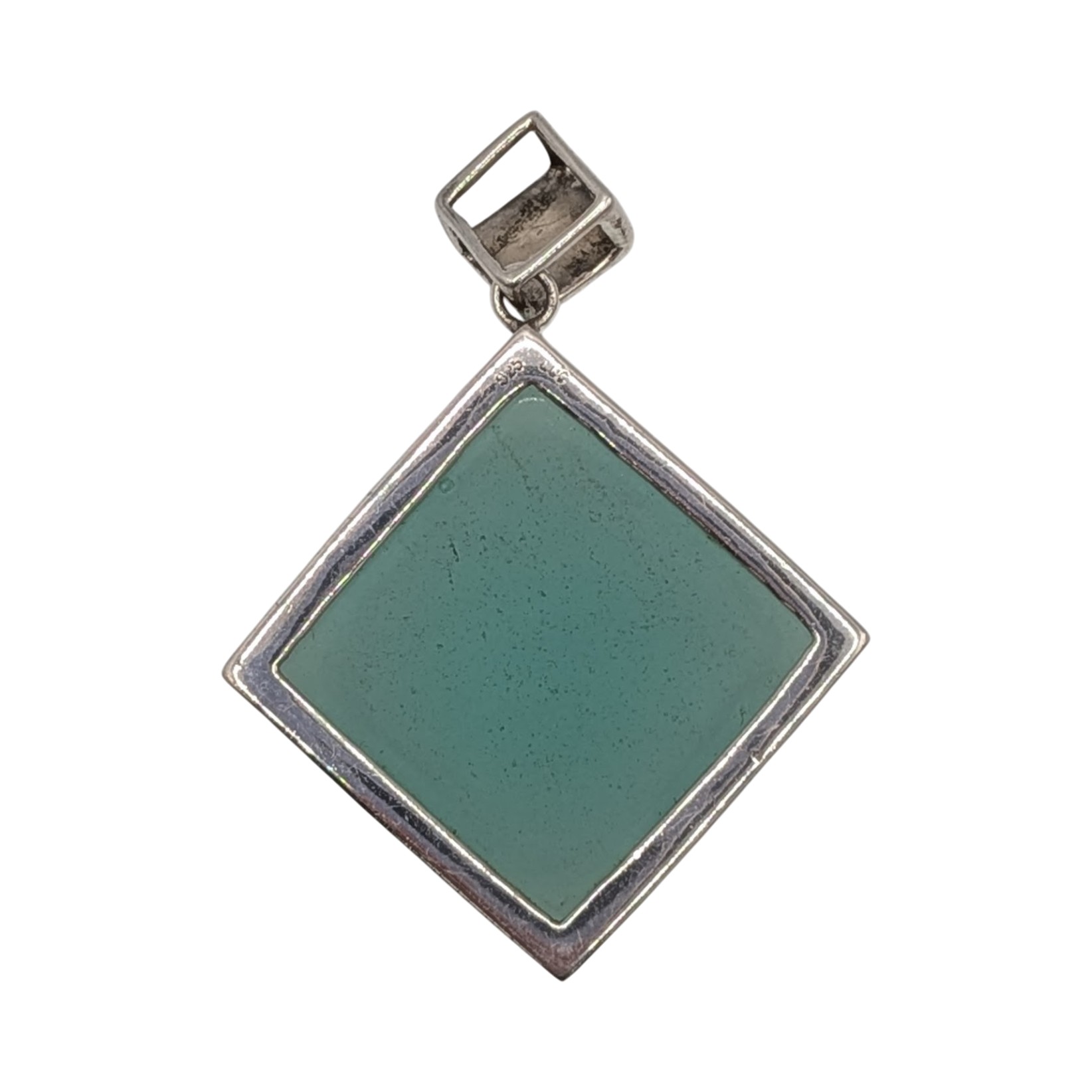 Signed Sterling Silver Chalcedony Cushion Cut Slide Pendant