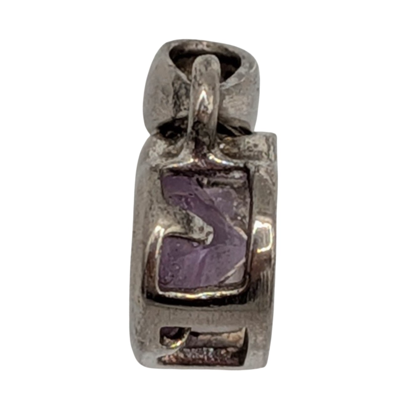 Sterling Silver Lavender Rhinestone Heart Pendant