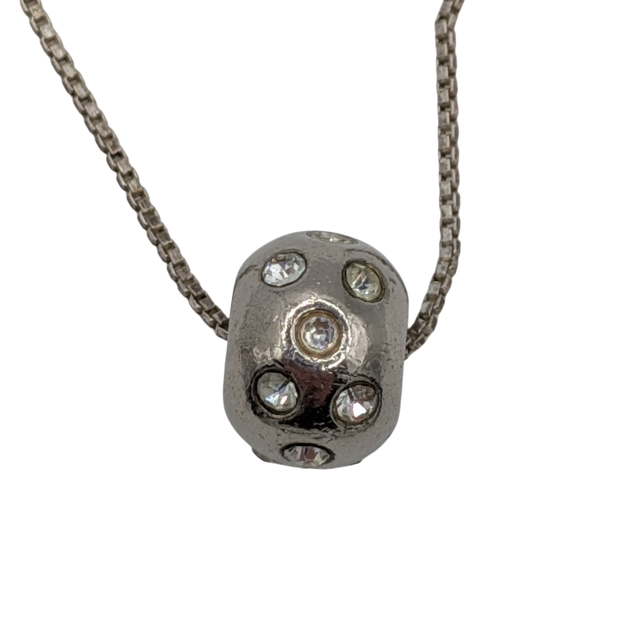 Signed Italy Sterling Silver Multi CZ Charm Pendant