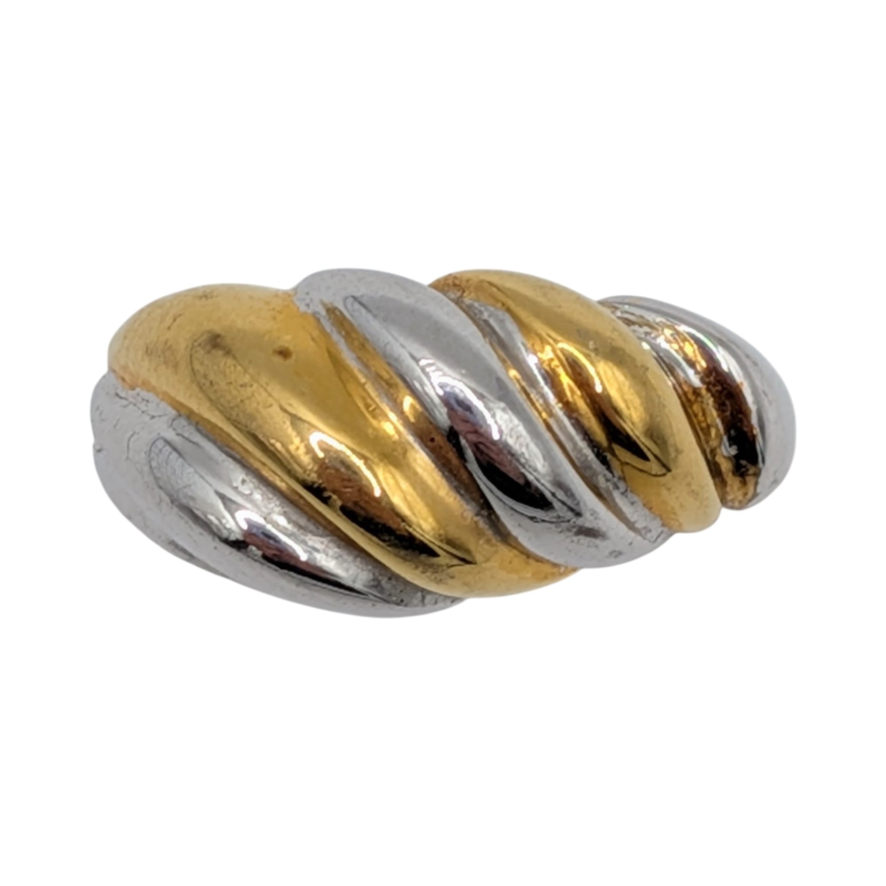 Signed Sterling Silver Gold Over Silver Twist Ring Size 6.5