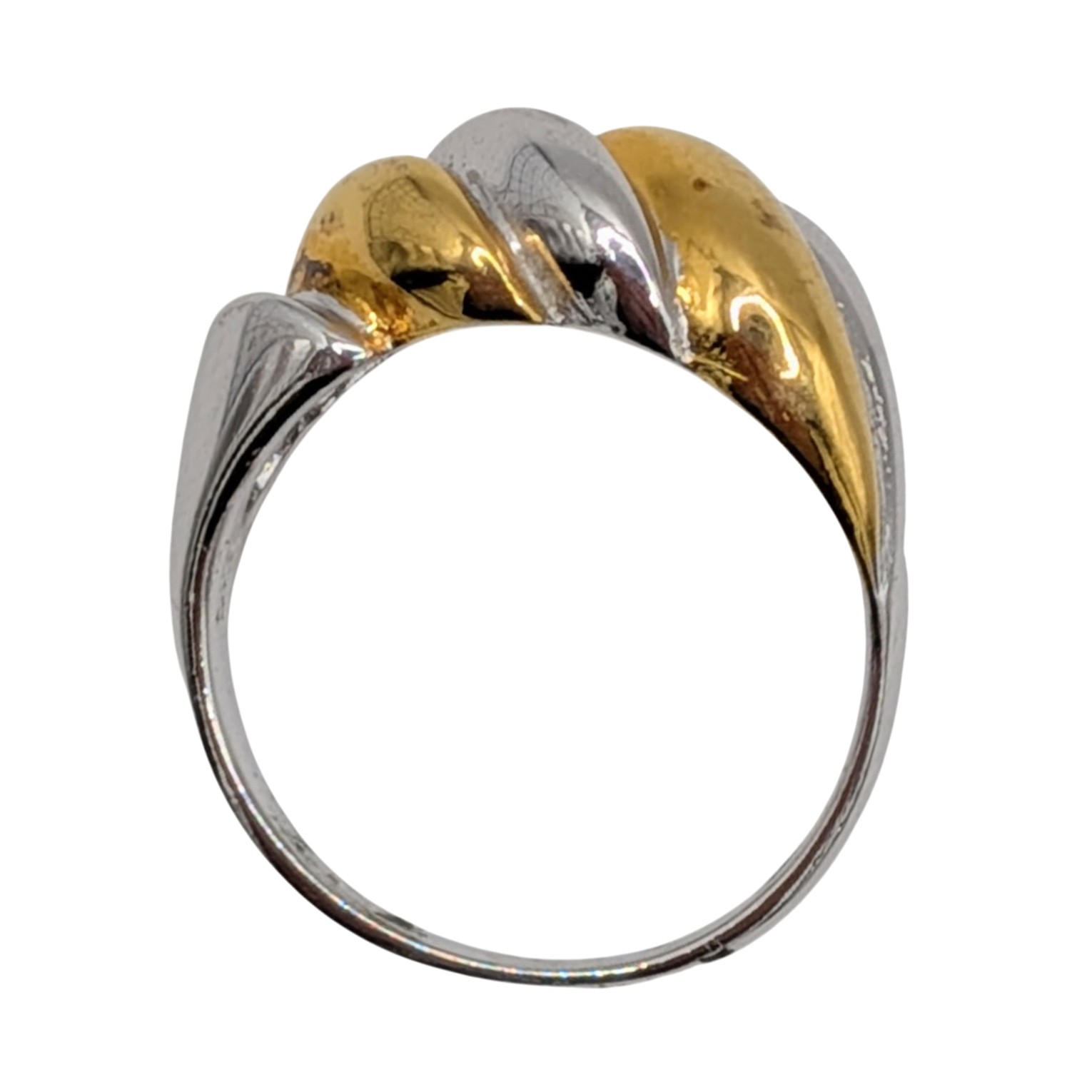 Signed Sterling Silver Gold Over Silver Twist Ring Size 6.5