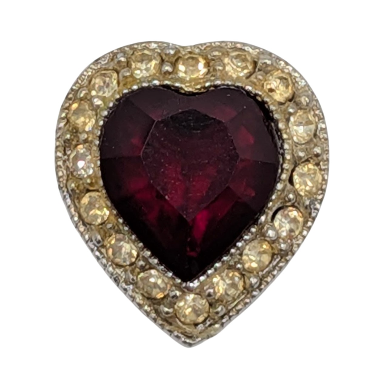 Sterling Silver Garnet CZ Heart Slide Pendant