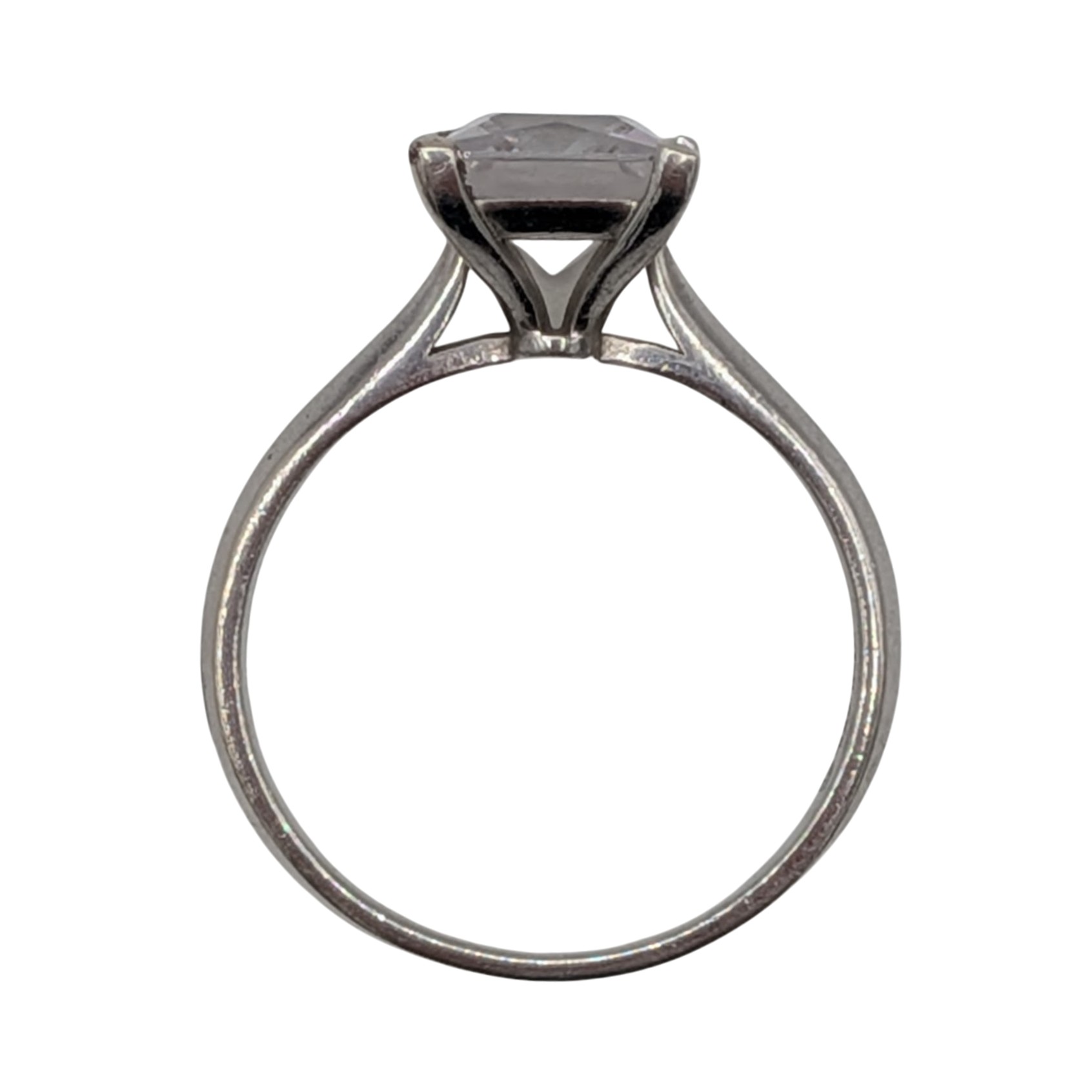Signed Sterling Silver White CZ Princess Cut Classic Solitaire Ring Size 8.75