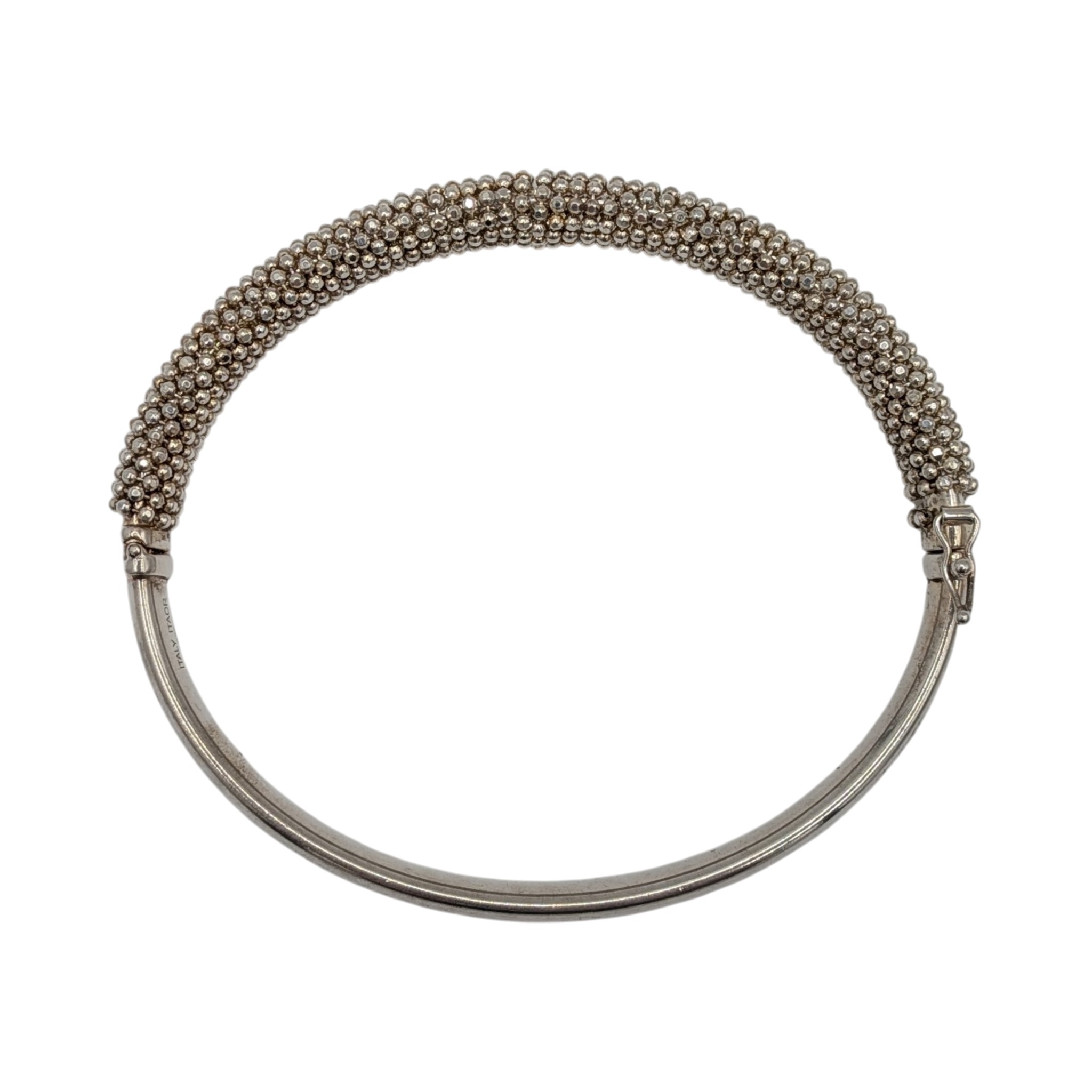 Sterling Silver Mesh Wrapped Hinged Bangle Bracelet