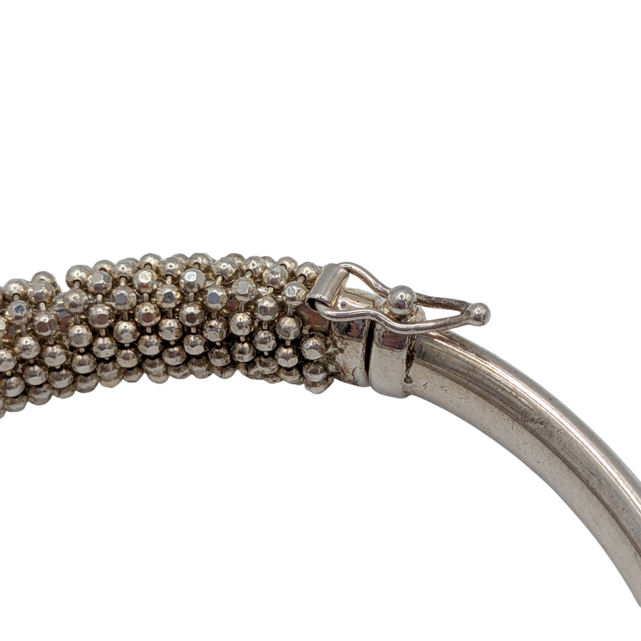 Sterling Silver Mesh Wrapped Hinged Bangle Bracelet