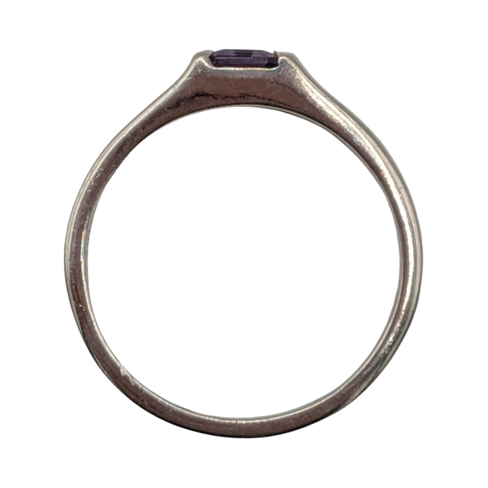 Kabana Sterling Silver Amethyst Emerald Cut Tension Set Band Ring Size 8