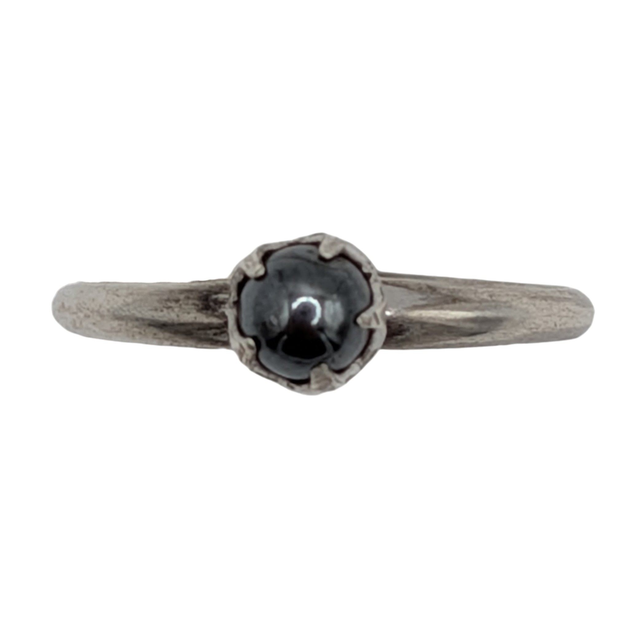 Clark And Coombs Vintage Sterling Silver Hematite Orb Ring Size 6.75