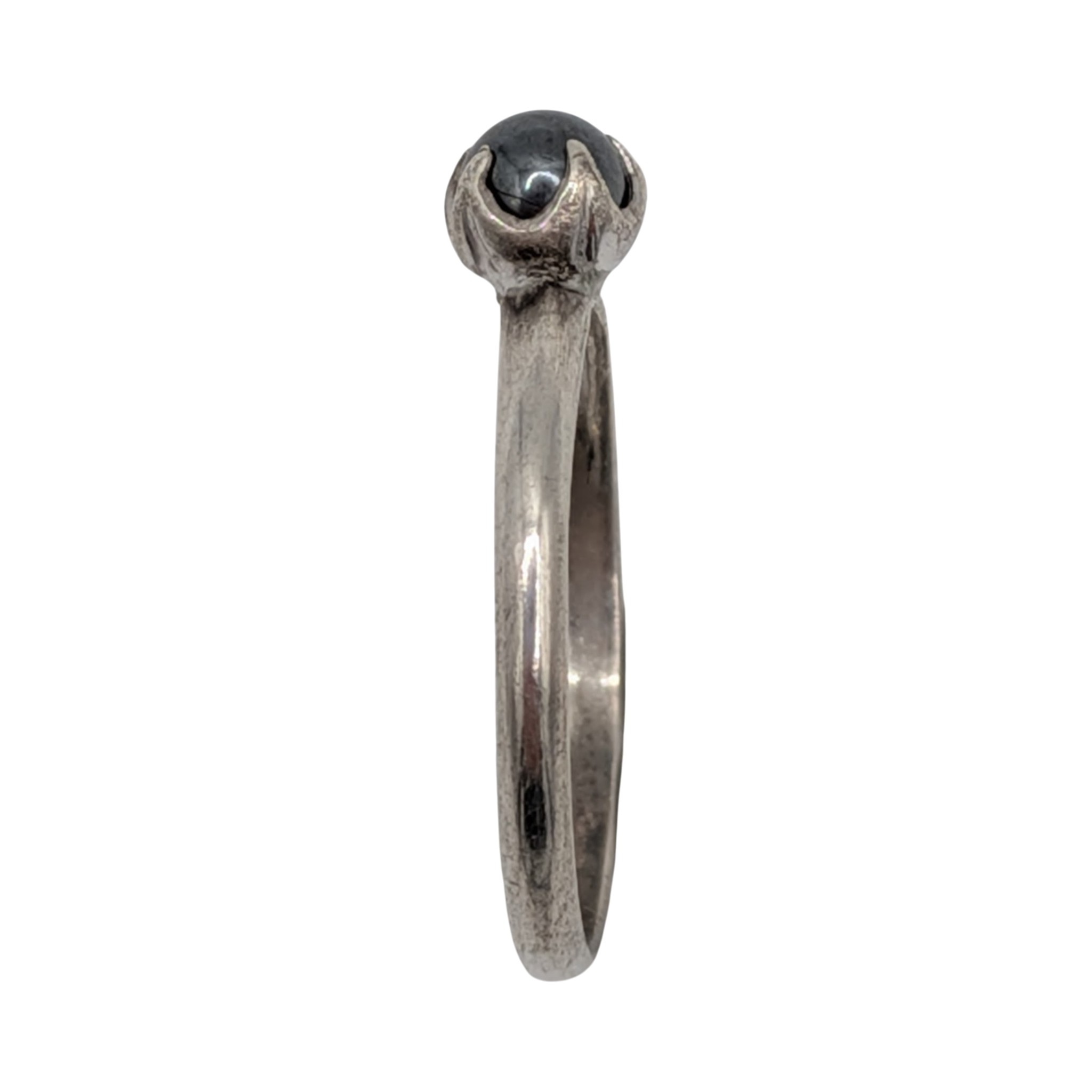 Clark And Coombs Vintage Sterling Silver Hematite Orb Ring Size 6.75