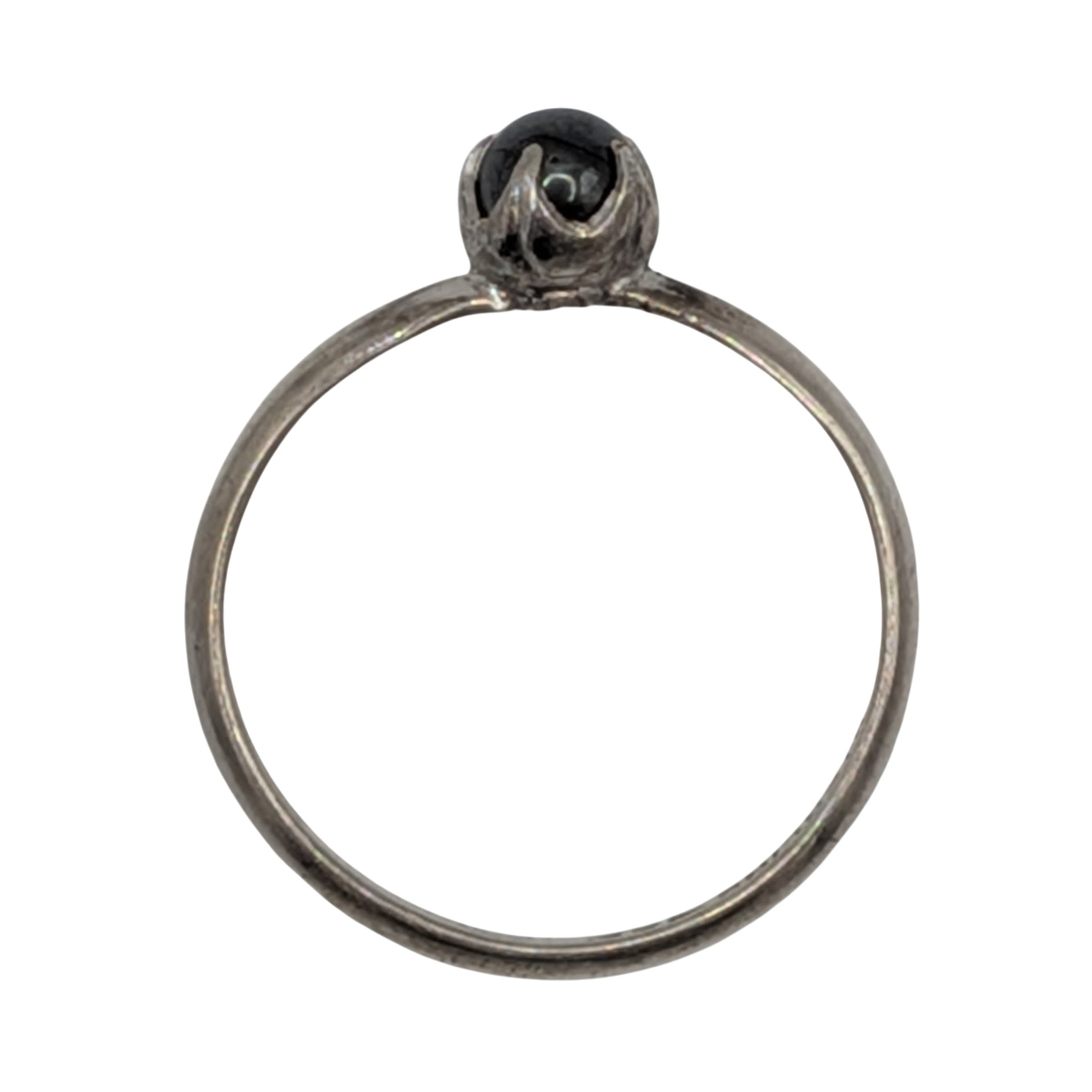 Clark And Coombs Vintage Sterling Silver Hematite Orb Ring Size 6.75
