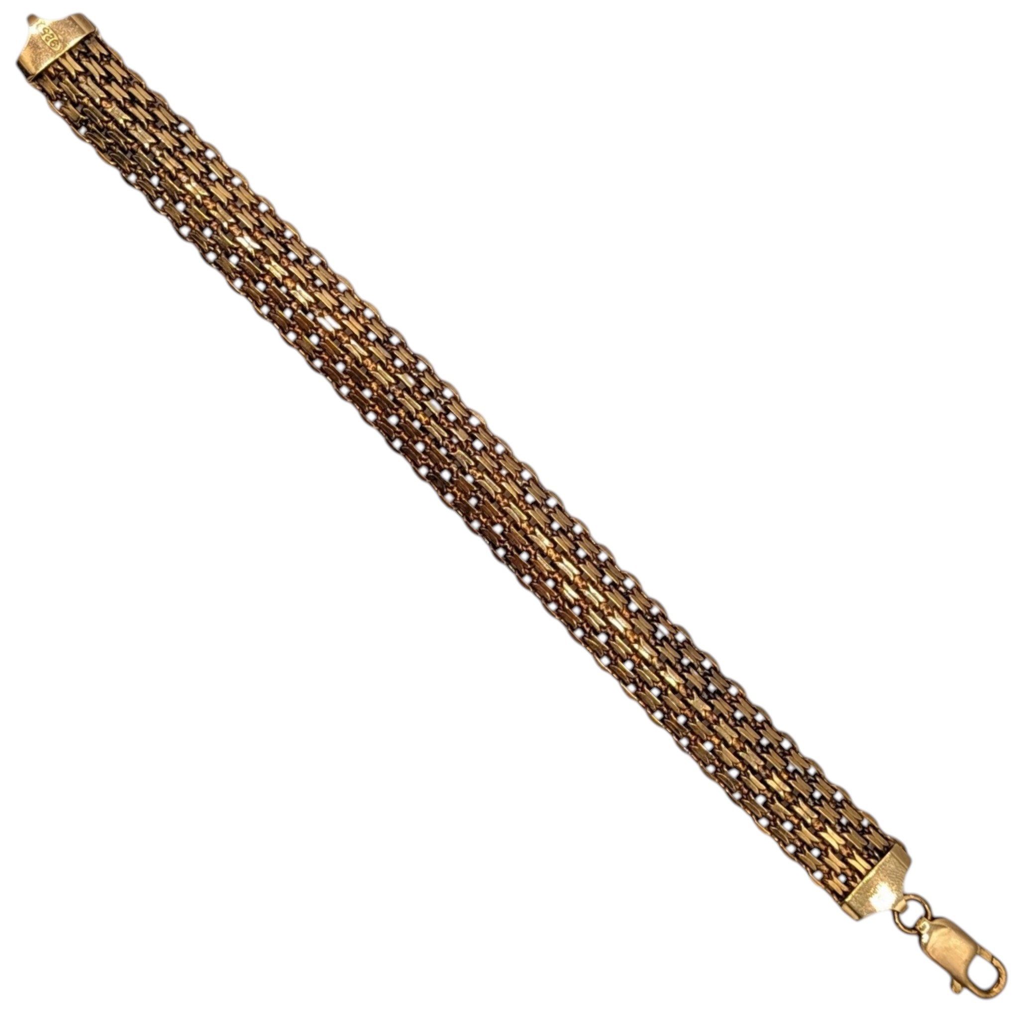 Signed Italy Gold Over Silver Multi Strand Woven Link Bracelet