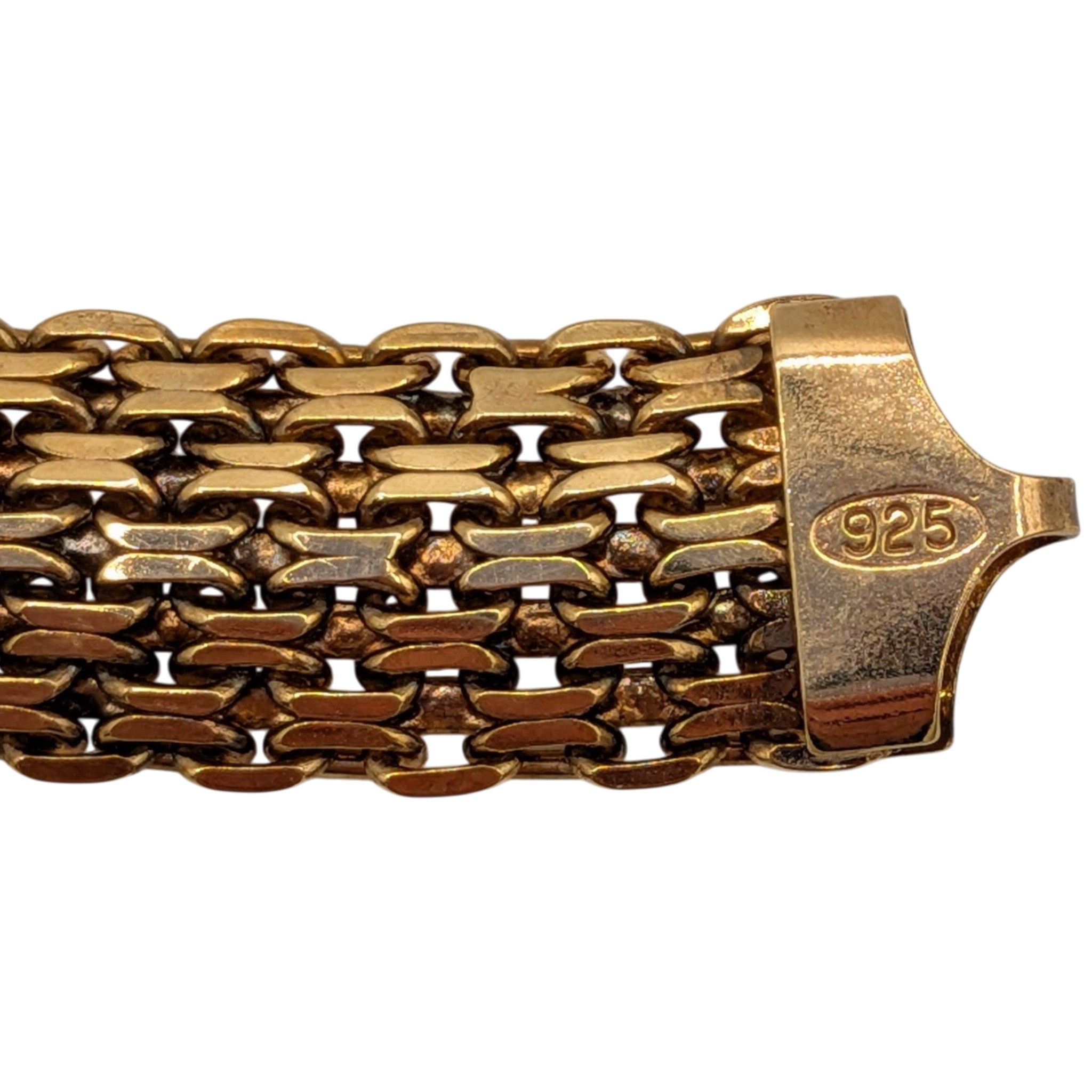 Signed Italy Gold Over Silver Multi Strand Woven Link Bracelet
