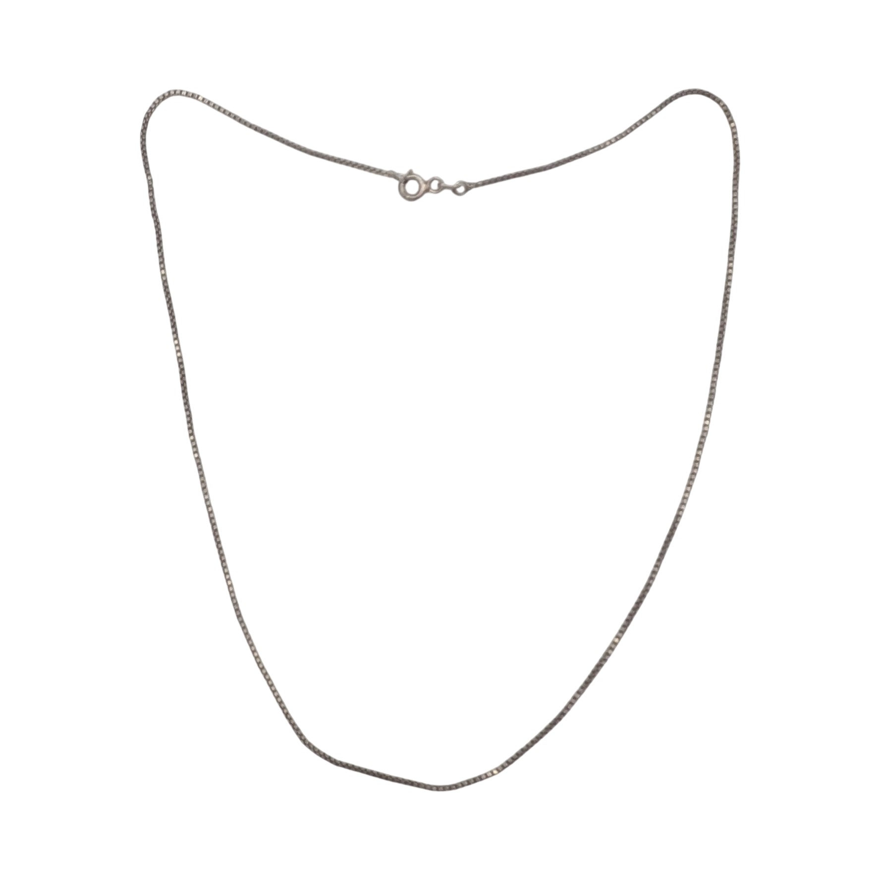 Signed Italy Sterling Silver 1mm Box Chain Necklace