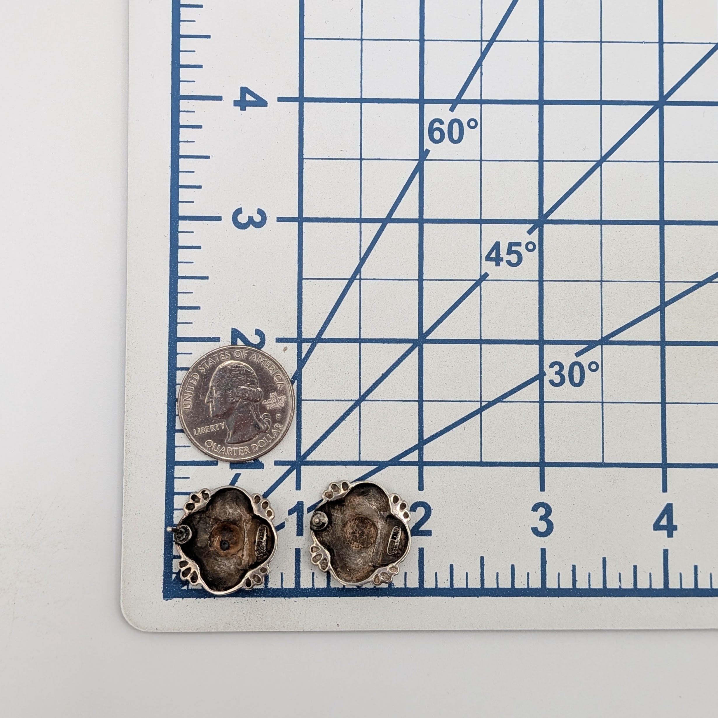 Signed Sterling Silver Quatrefoil Flower Stud Earrings
