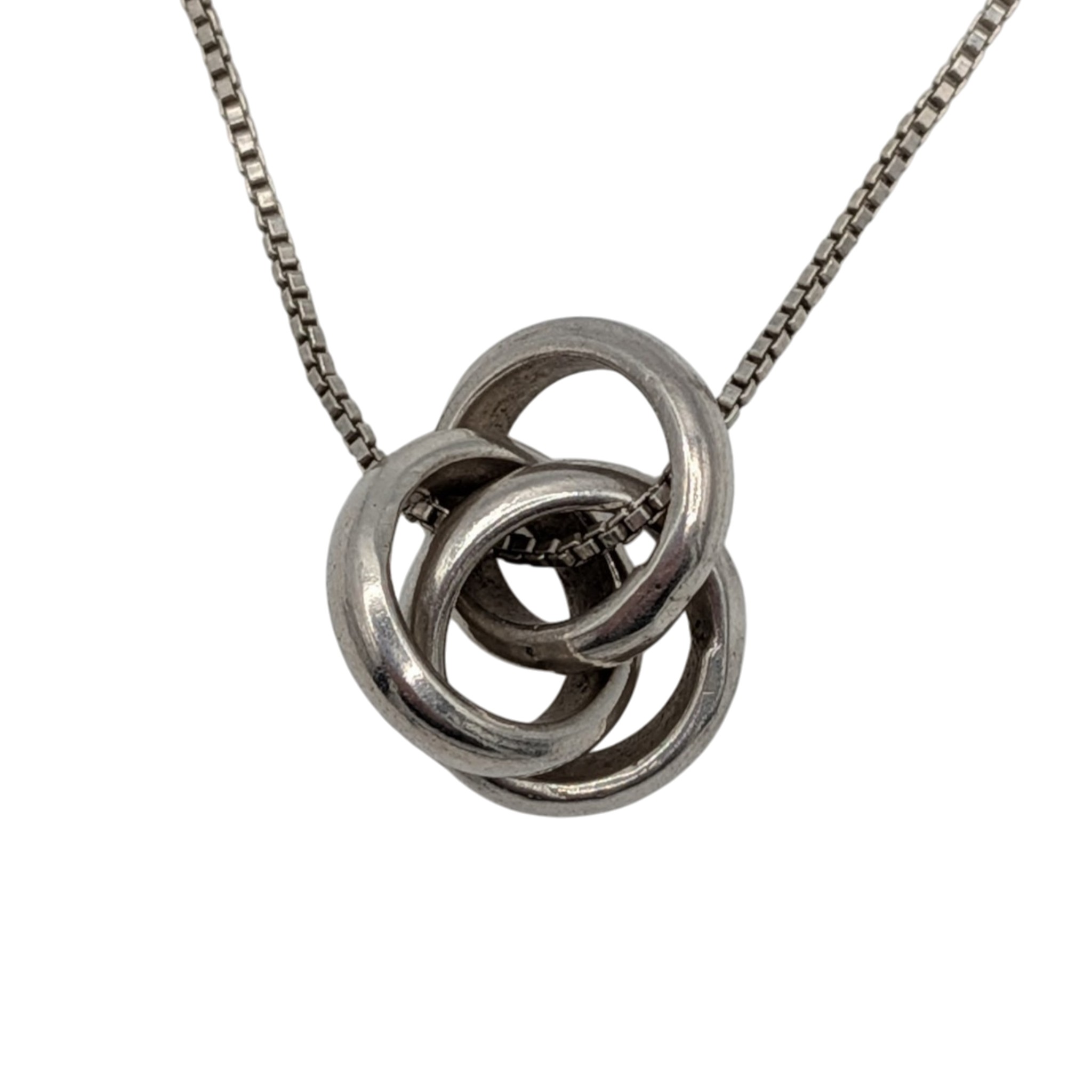 Italy Sterling Silver Trinity Intertwined Ring Necklace