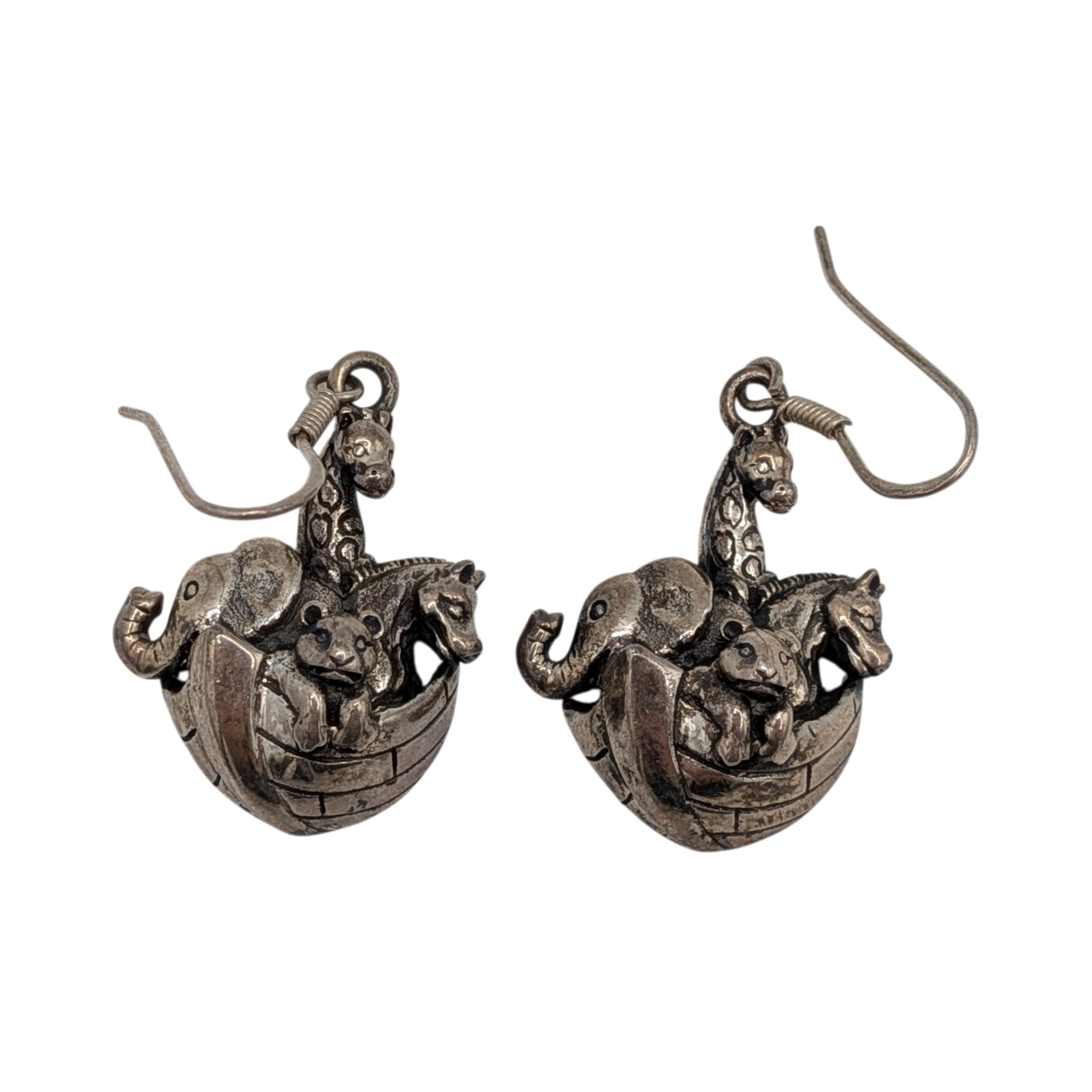 Sterling Silver Noah's Ark Dangle Earrings