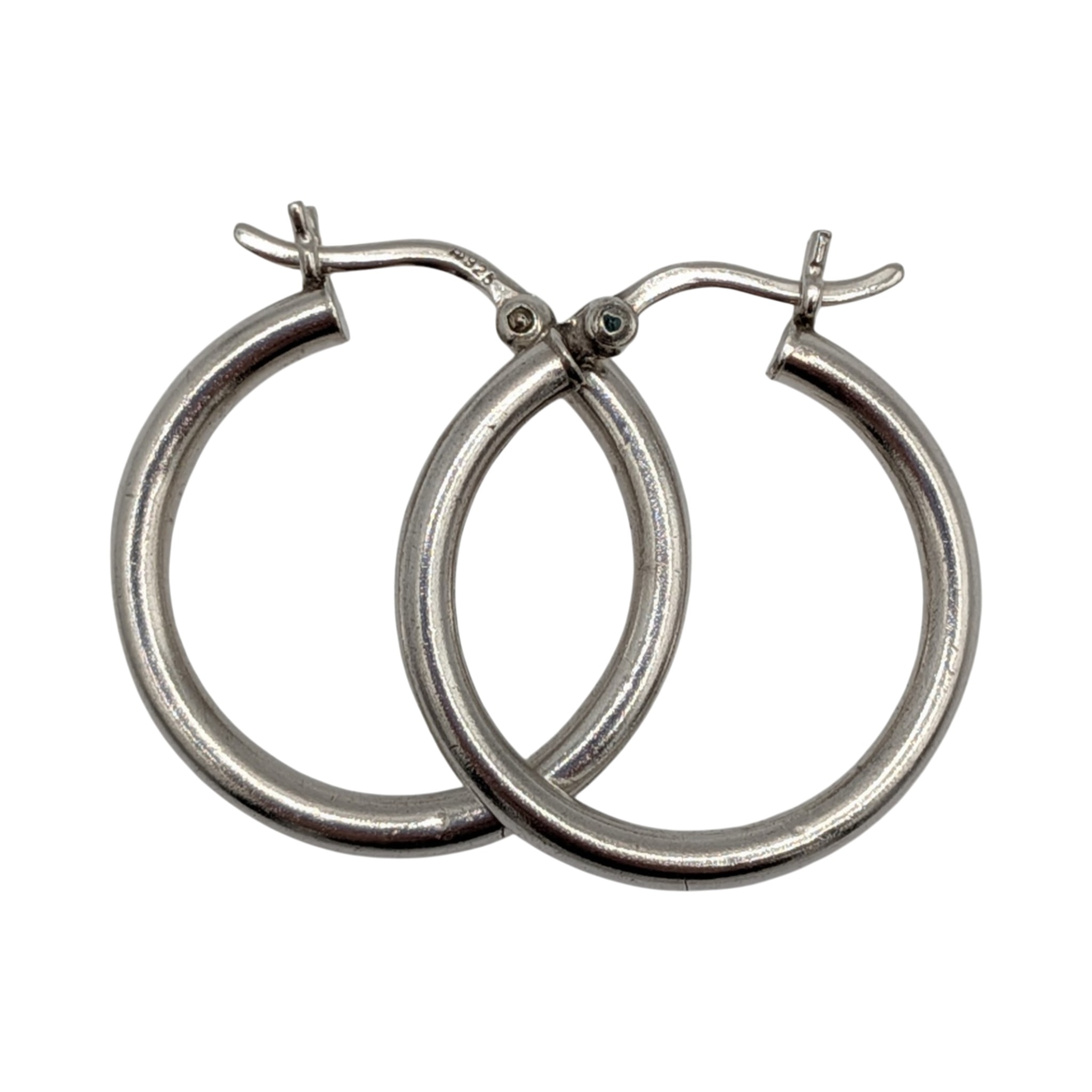 Signed Sterling Silver Polished Hoop Earrings