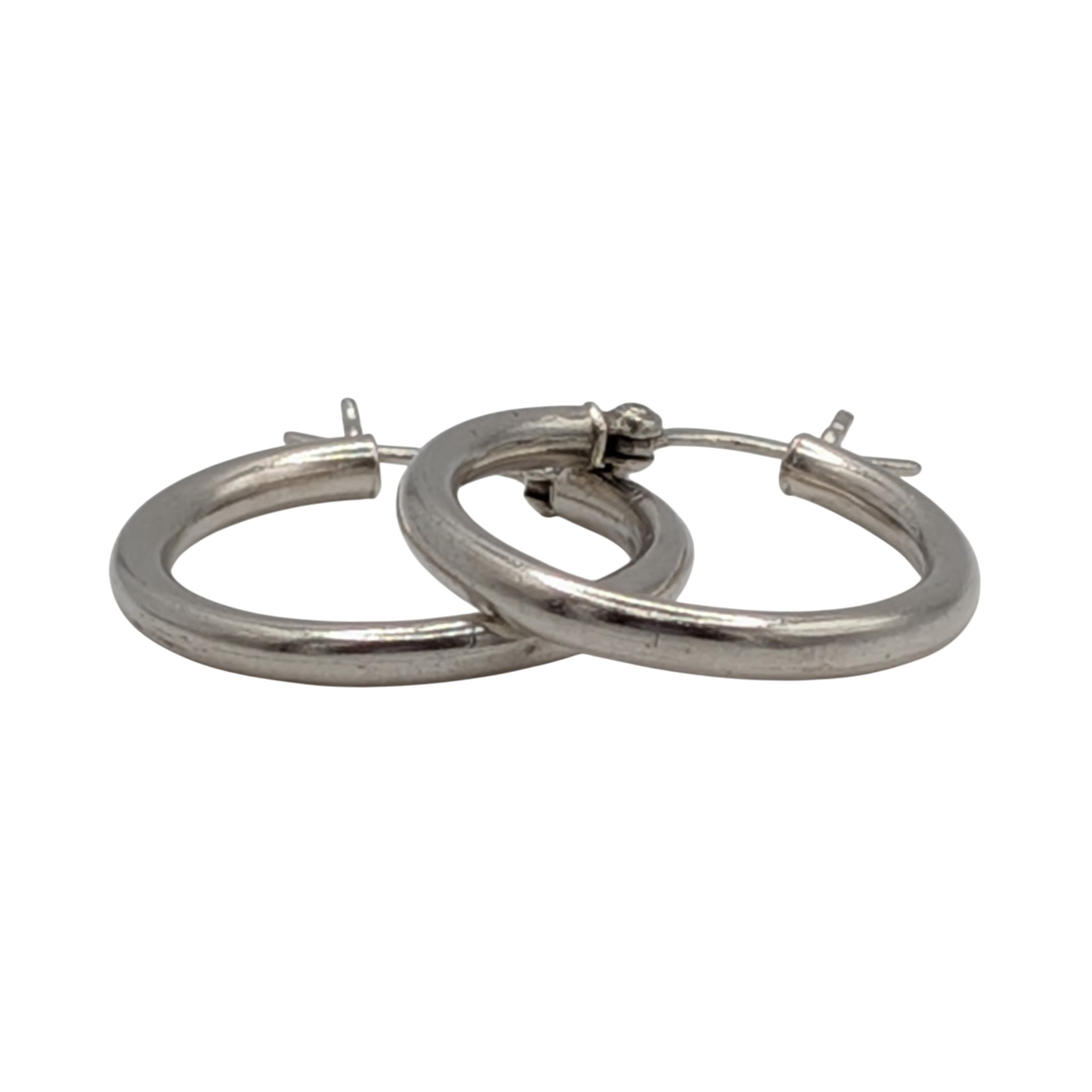 Signed Sterling Silver Polished Hoop Earrings