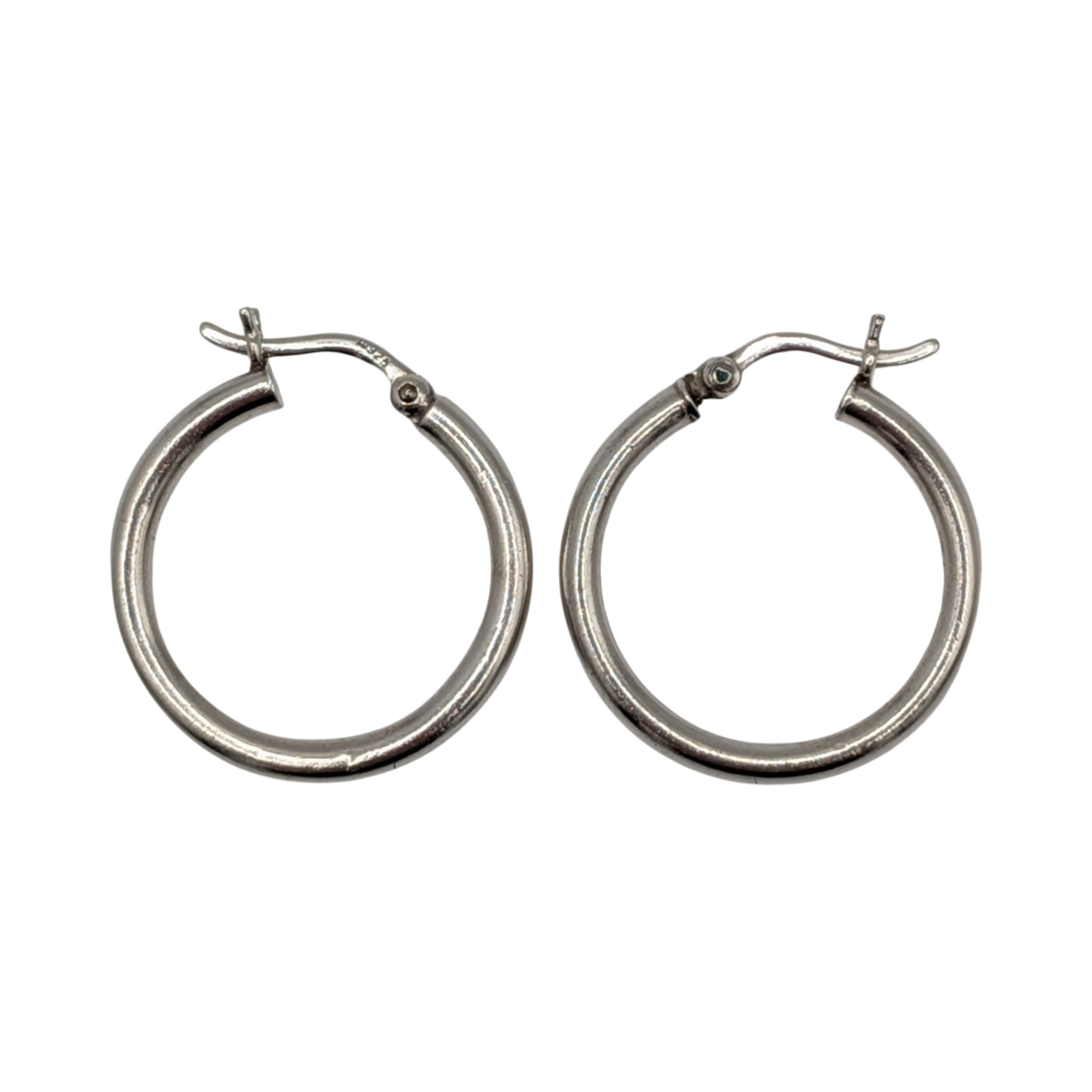 Signed Sterling Silver Polished Hoop Earrings