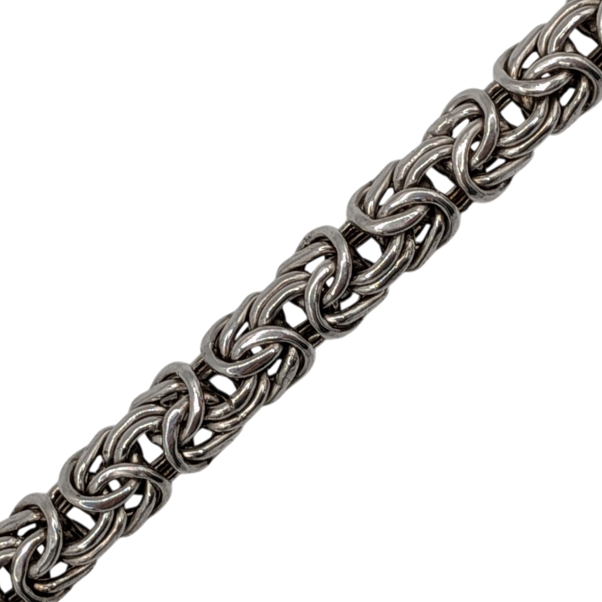 Signed Turkey Sterling Silver Byzantine Bracelet