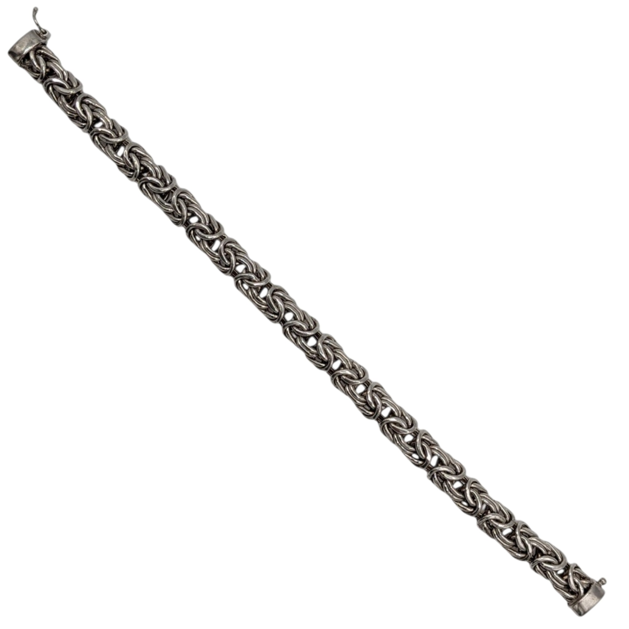 Signed Turkey Sterling Silver Byzantine Bracelet