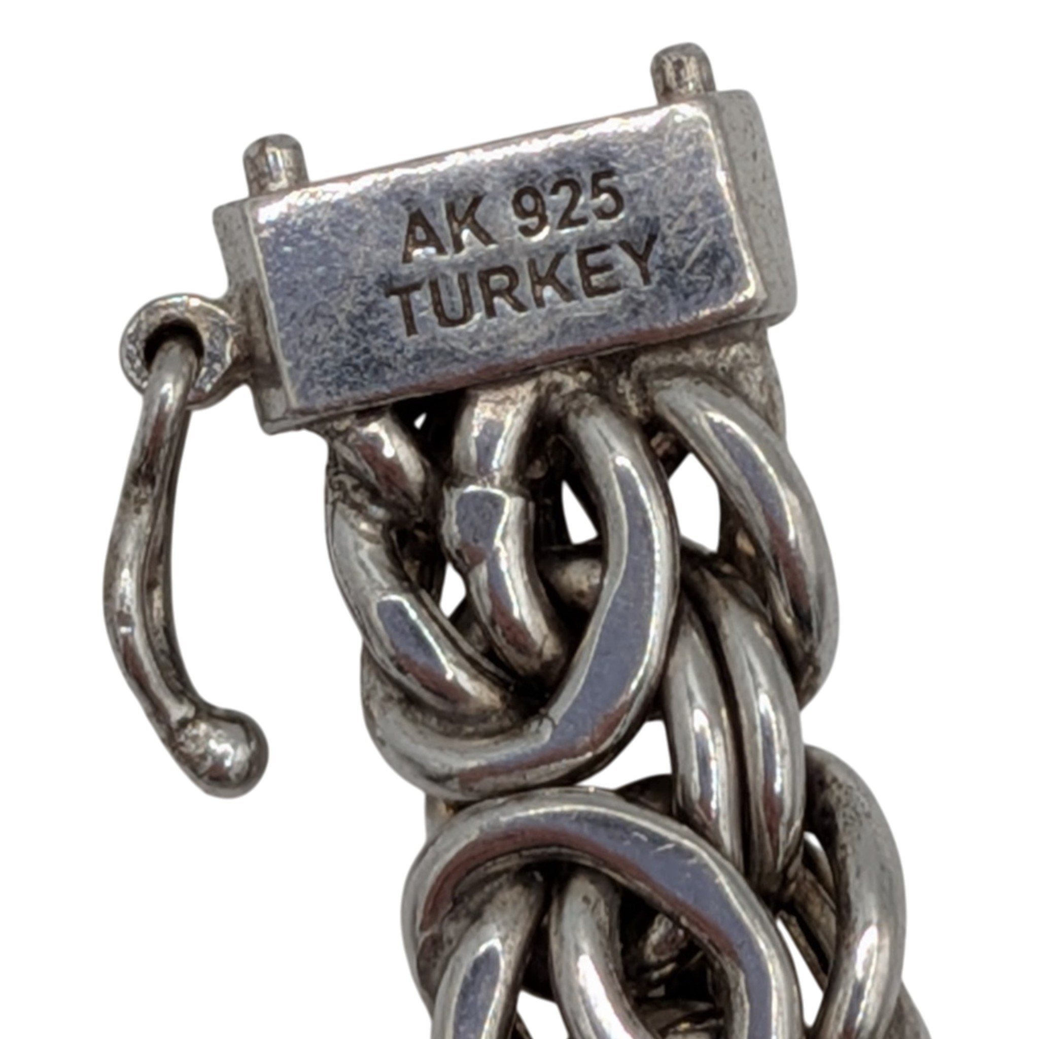 Signed Turkey Sterling Silver Byzantine Bracelet