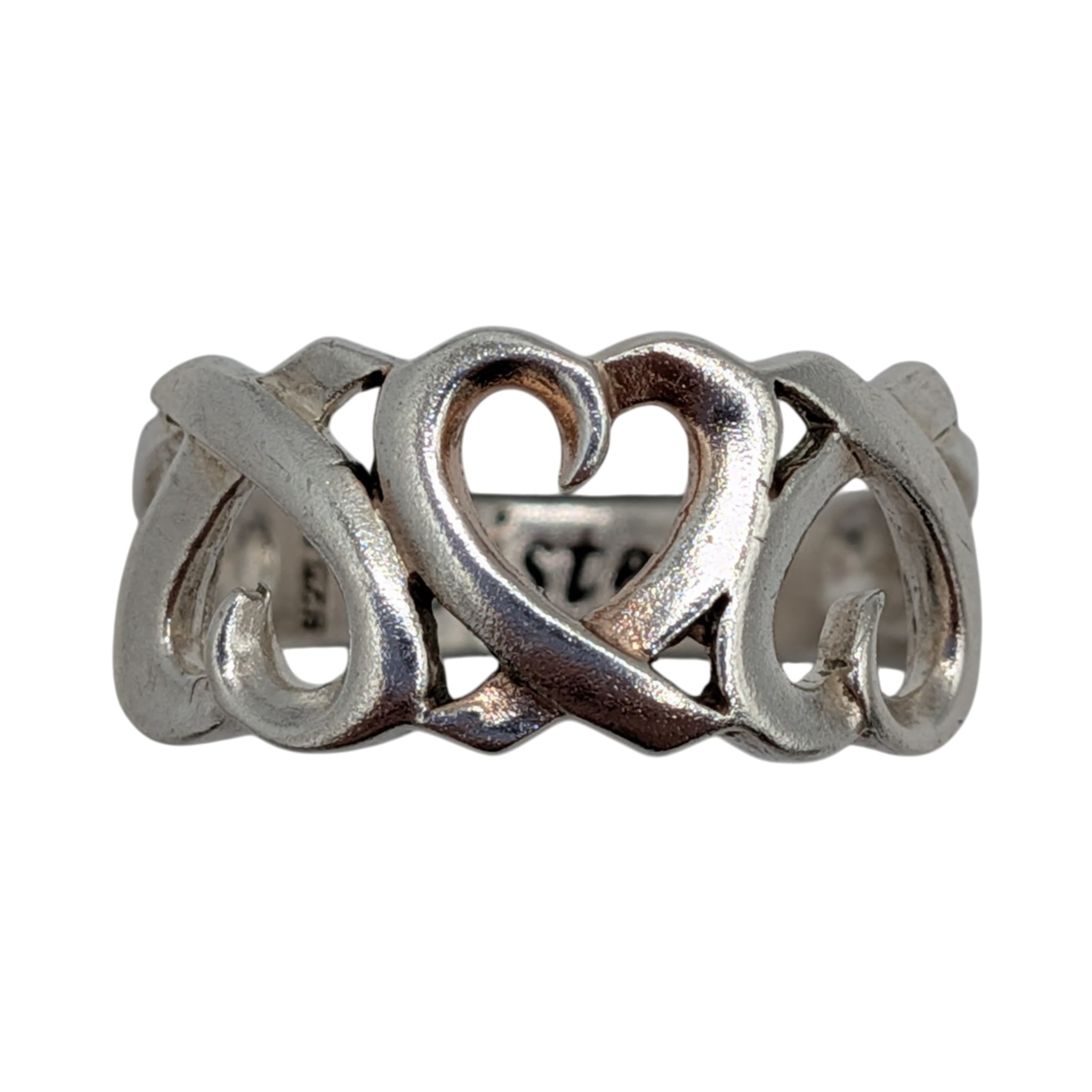 Signed Sterling Silver Triple Heart Sisters Ring Size 6.25