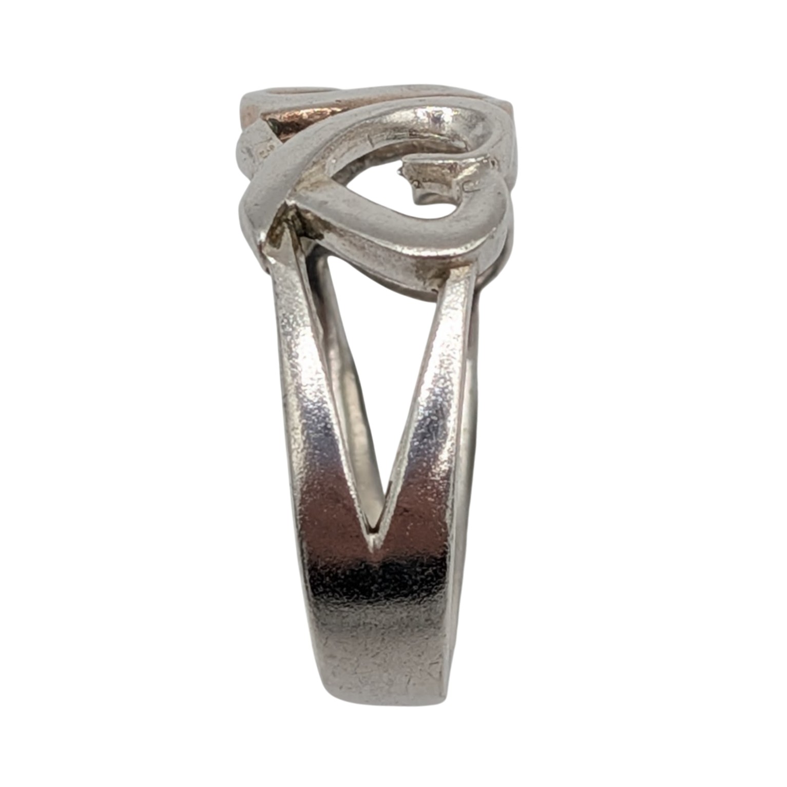 Signed Sterling Silver Triple Heart Sisters Ring Size 6.25