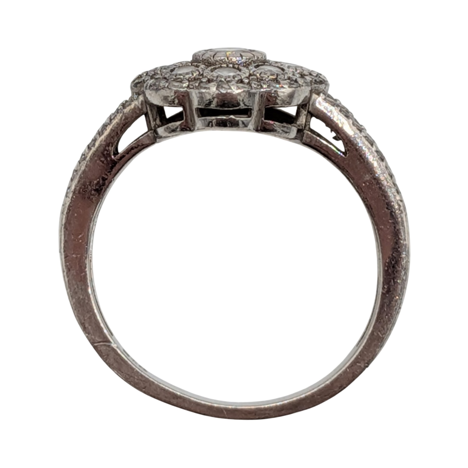Sterling Silver White CZ Daisy Cluster Ring Size 7.5