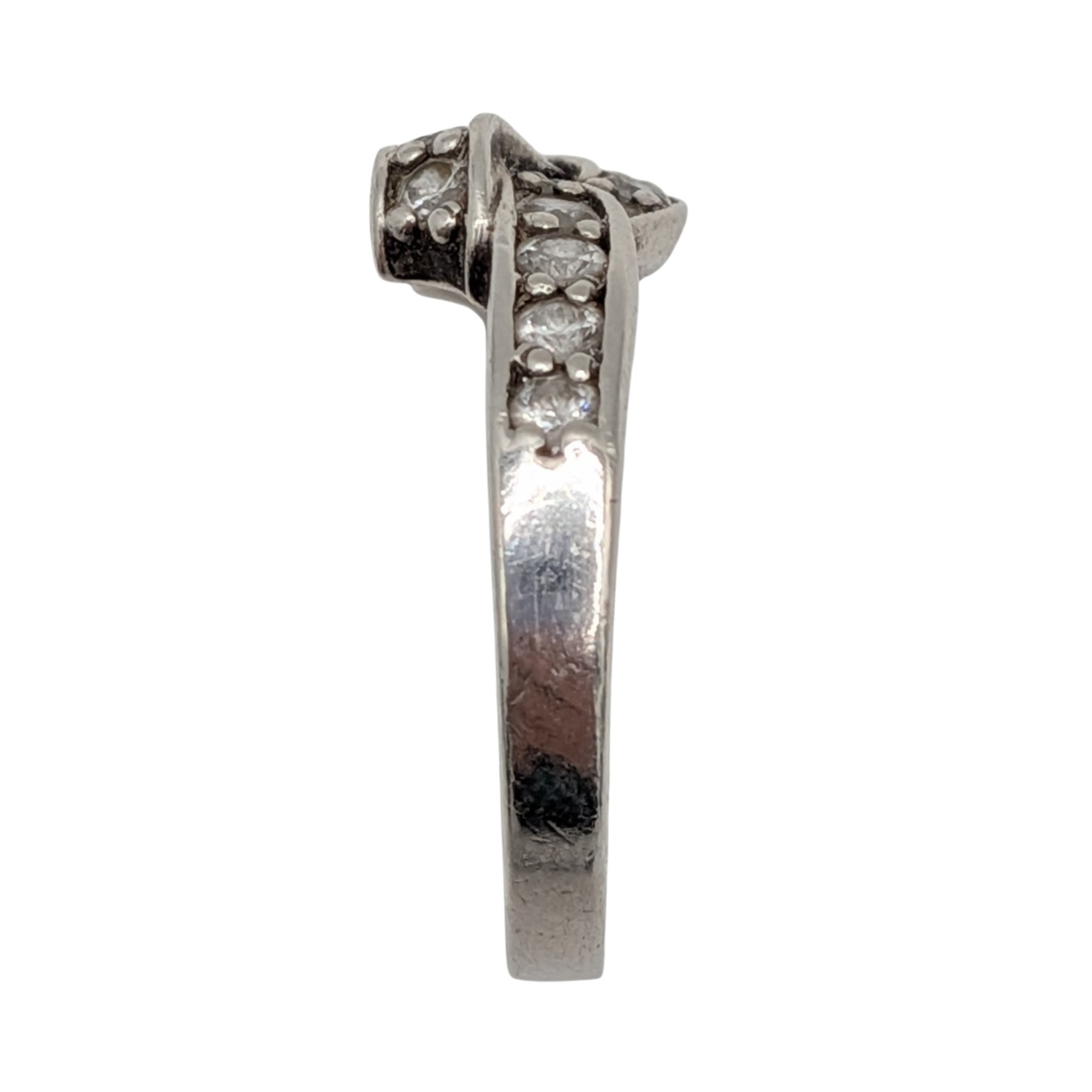 Sterling Silver White CZ Channel Set Twisted Knot Ring Size 10.5