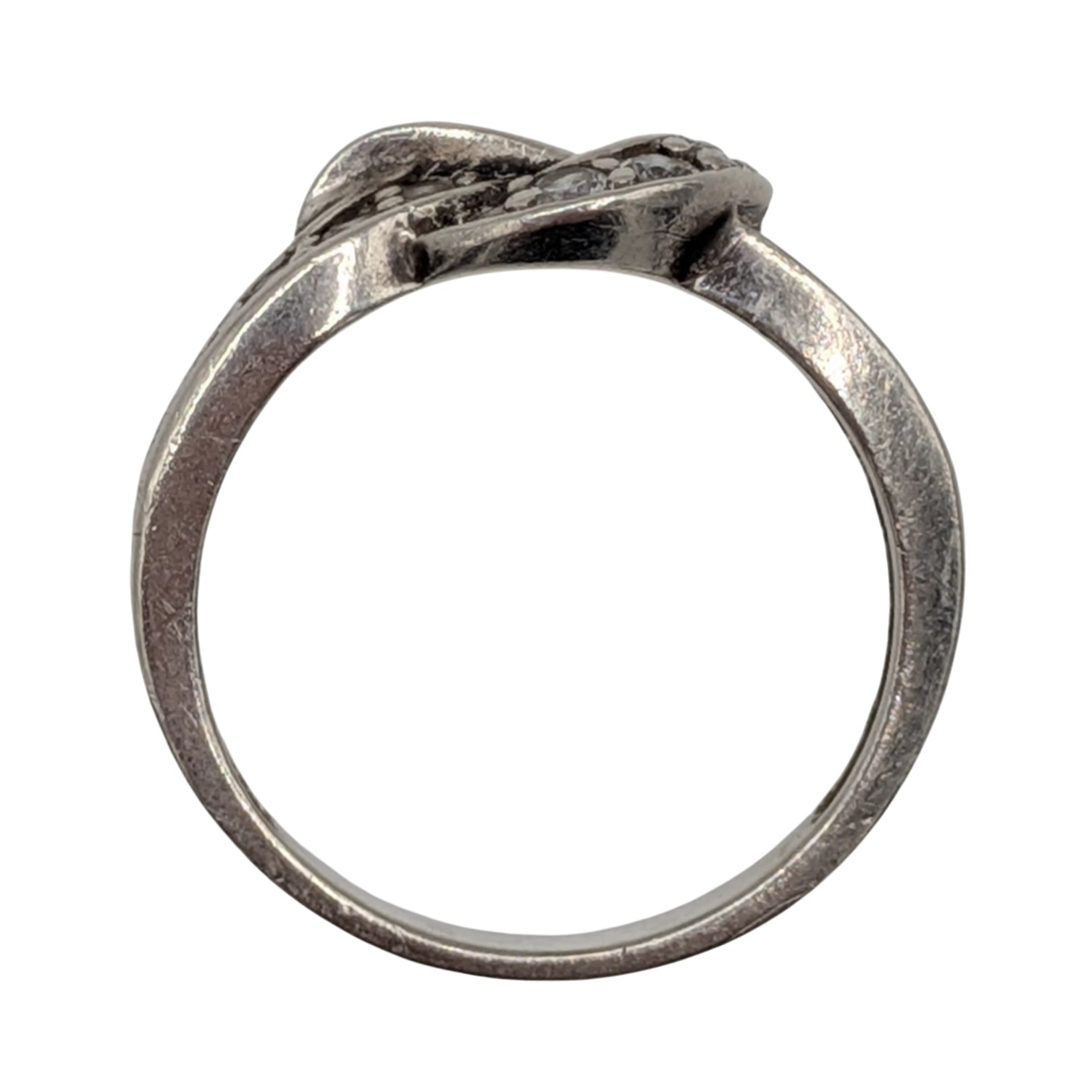 Sterling Silver White CZ Channel Set Twisted Knot Ring Size 10.5