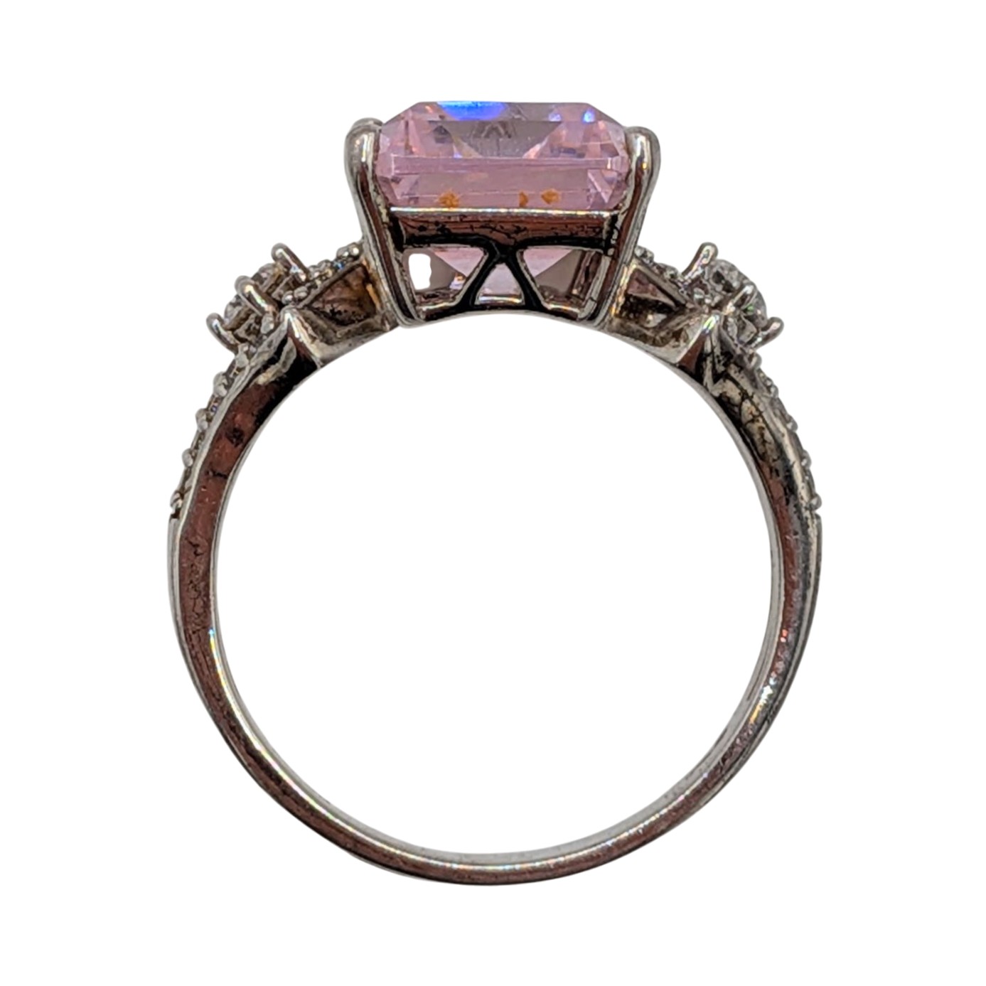 Signed Sterling Silver CZ Emerald Cut Ring Size 7.75