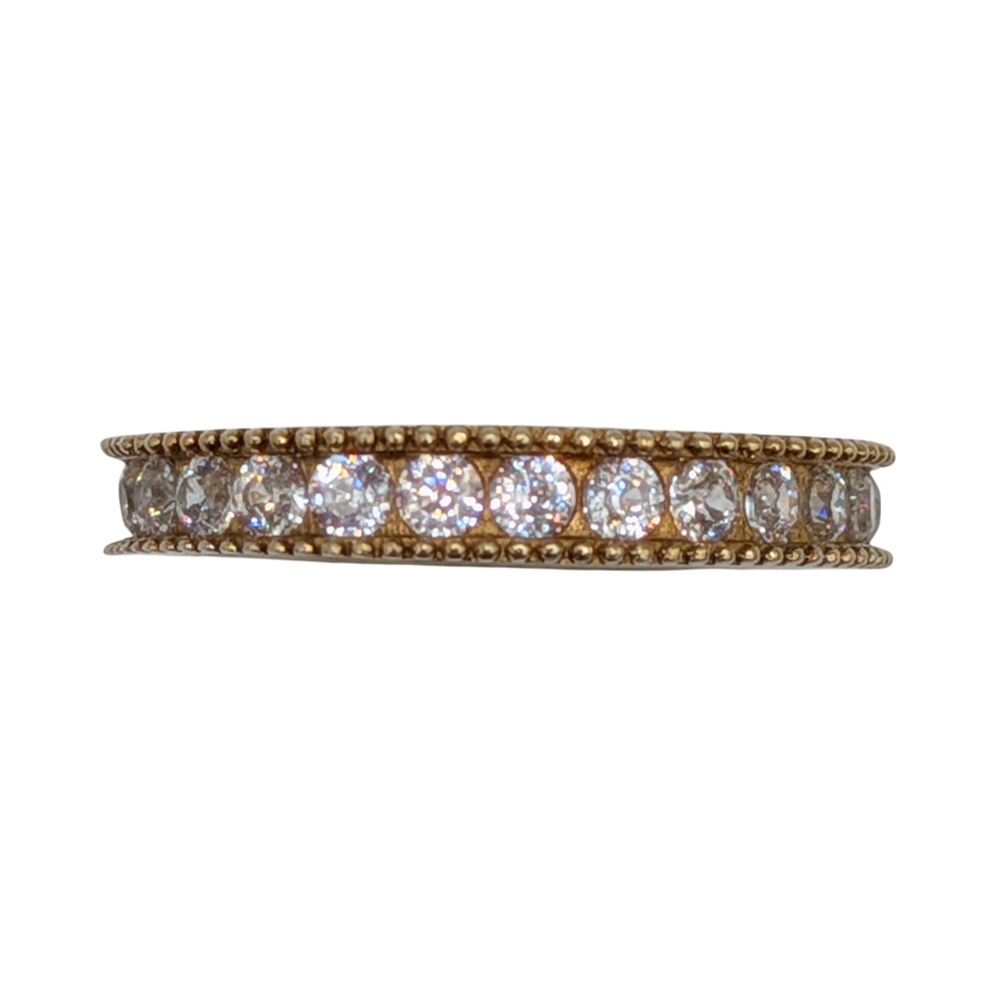 Signed Gold Over Sterling Silver CZ Milgrain Eternity Band Ring Size 4