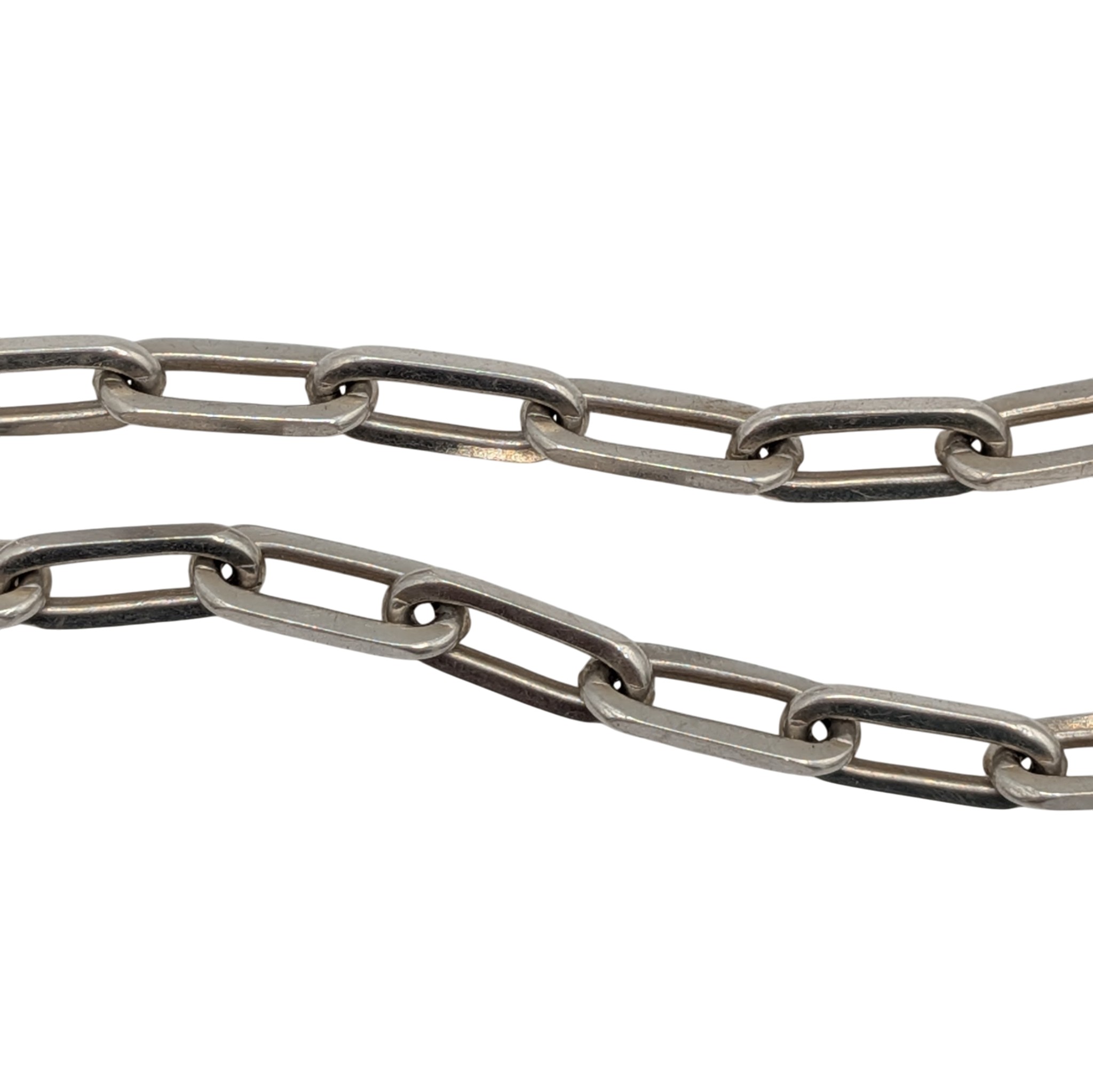 Signed Sterling Silver Paper Clip Chain Bracelet