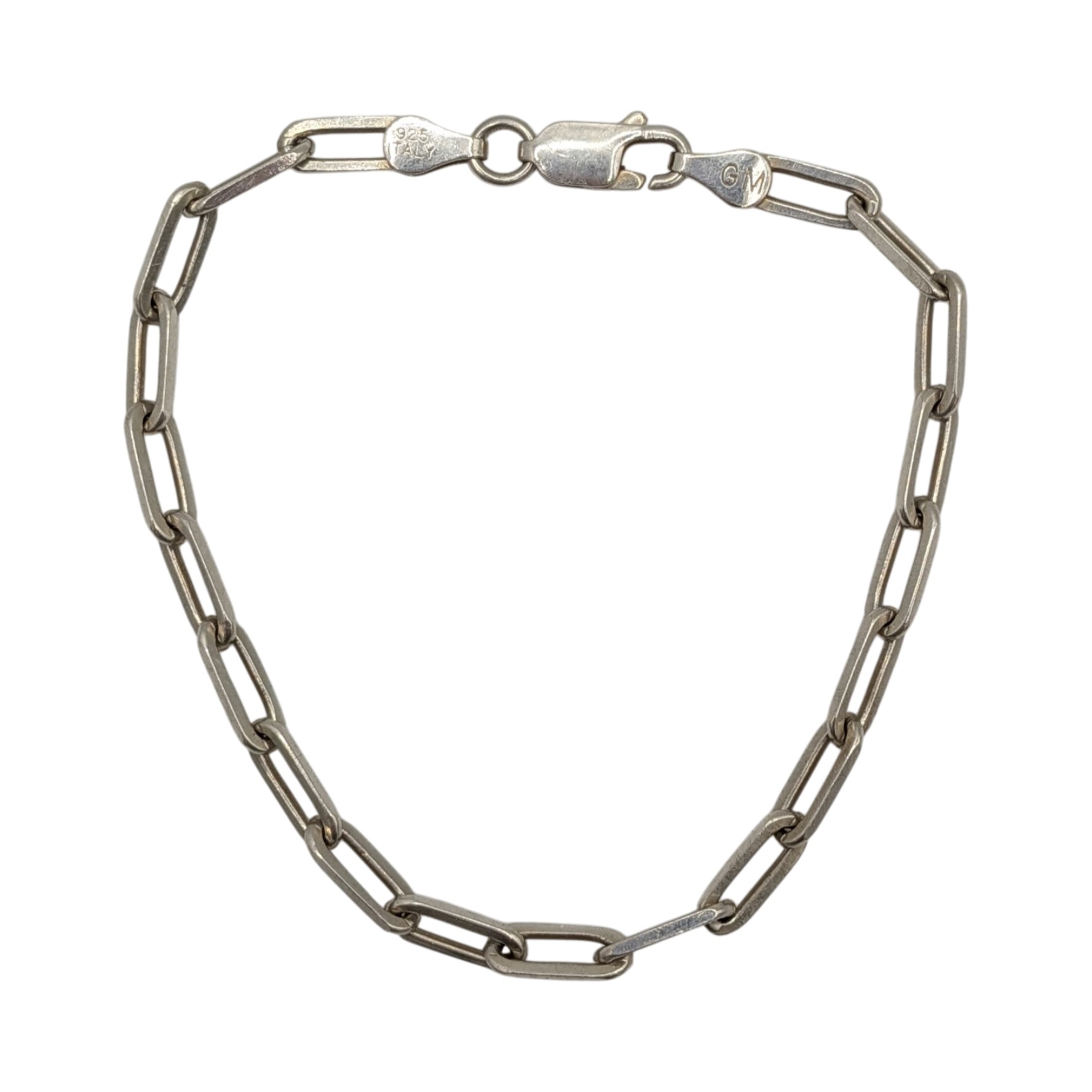 Signed Sterling Silver Paper Clip Chain Bracelet