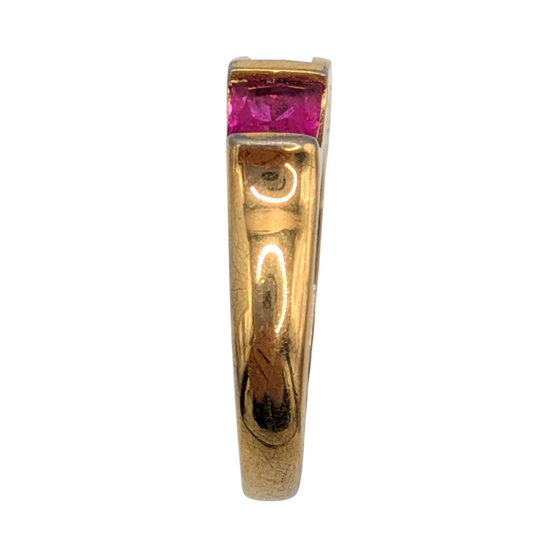 Signed Gold Over Sterling Silver Pink Topaz Scroll Cut 6 Stone Ring Size 5