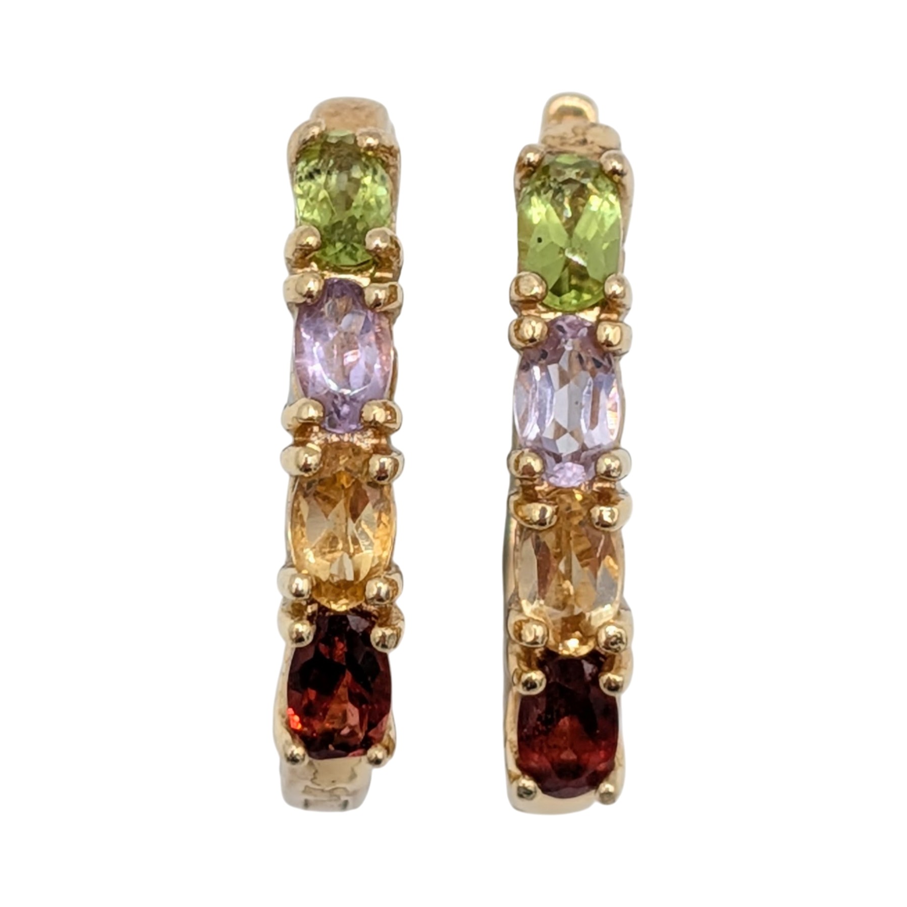 Ross Simons Gold Over Sterling Silver Multi-Stone Hoop Earrings
