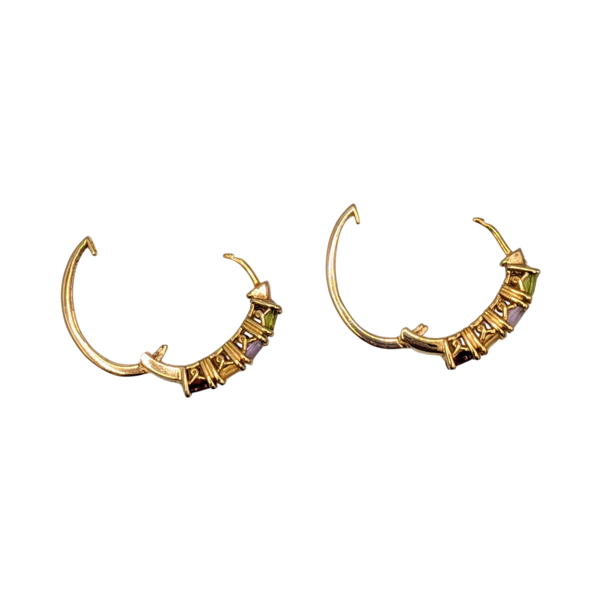 Ross Simons Gold Over Sterling Silver Multi-Stone Hoop Earrings