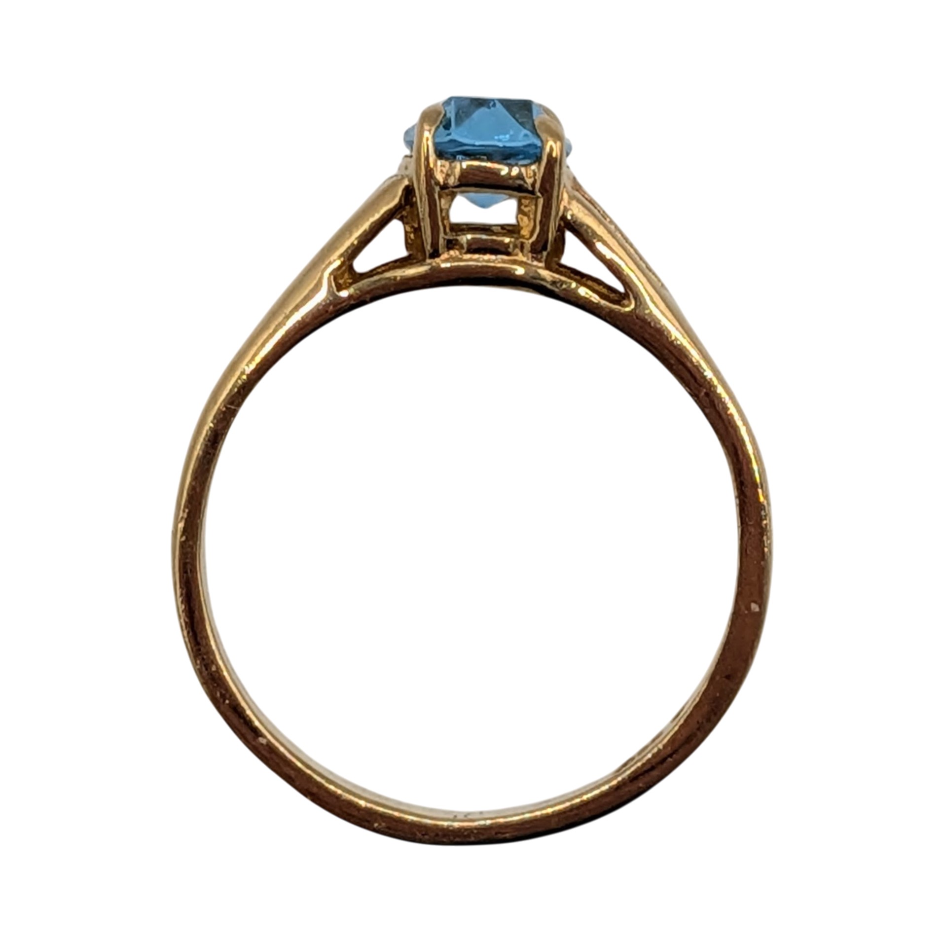 Gold Over Sterling Silver Light Blue CZ Oval Cut Solitaire Ring Size 9.25