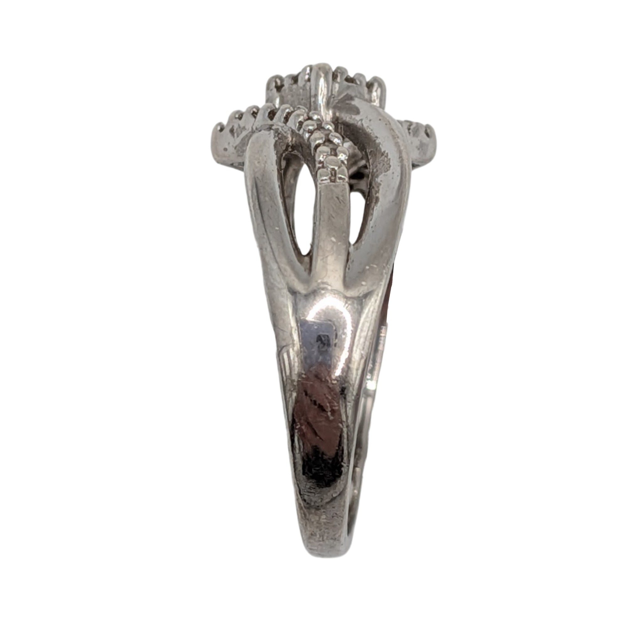 Signed Sterling Silver Diamond Open Work Twist Ring Size 6.5