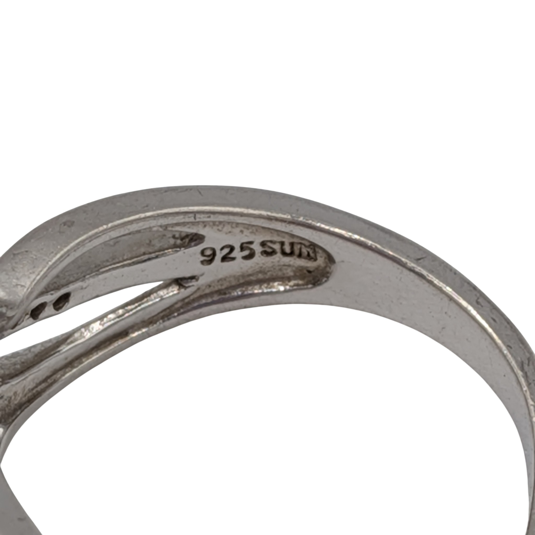 Signed Sterling Silver Diamond Open Work Twist Ring Size 6.5