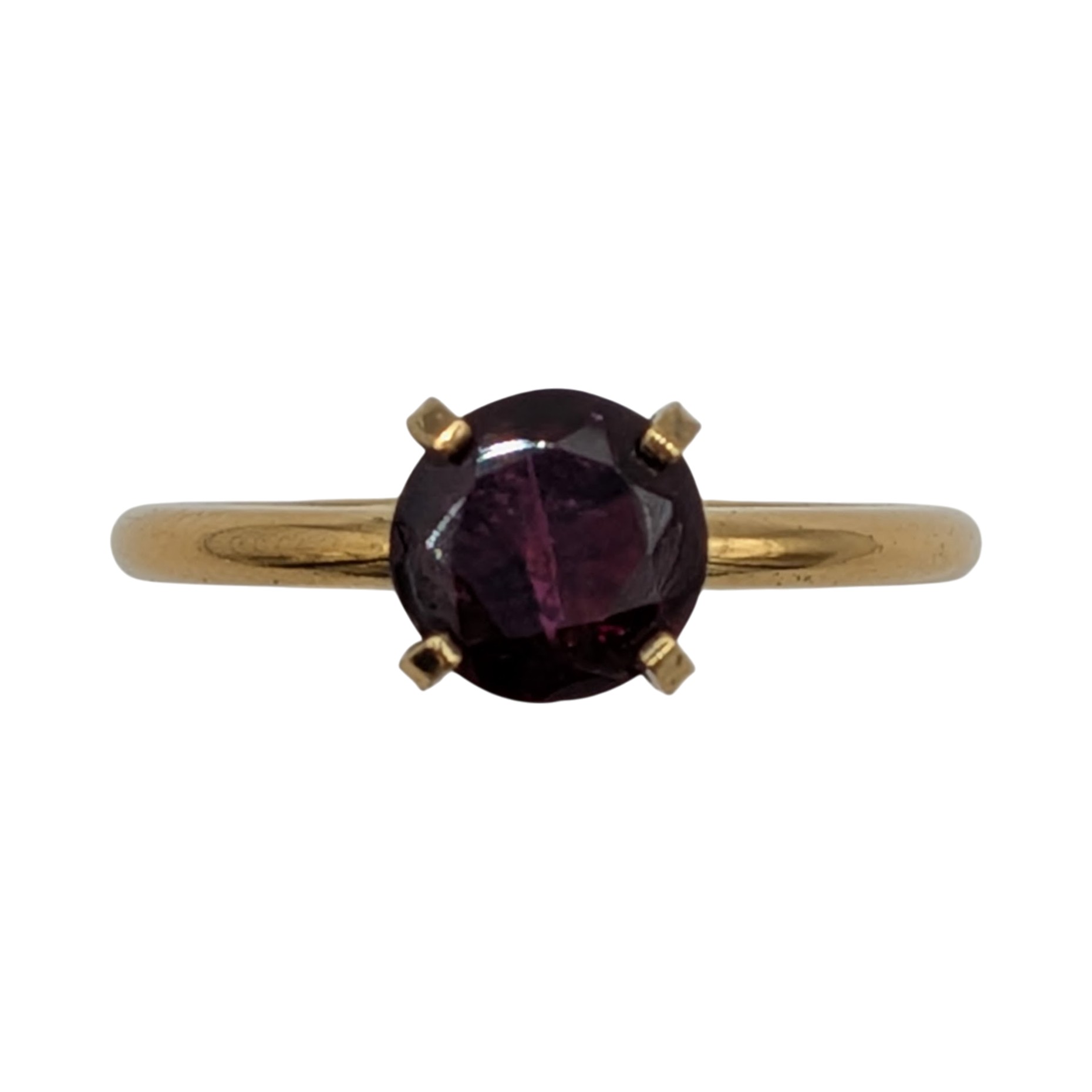 Signed Gold Over Sterling Silver Garnet Solitaire Ring Size 8