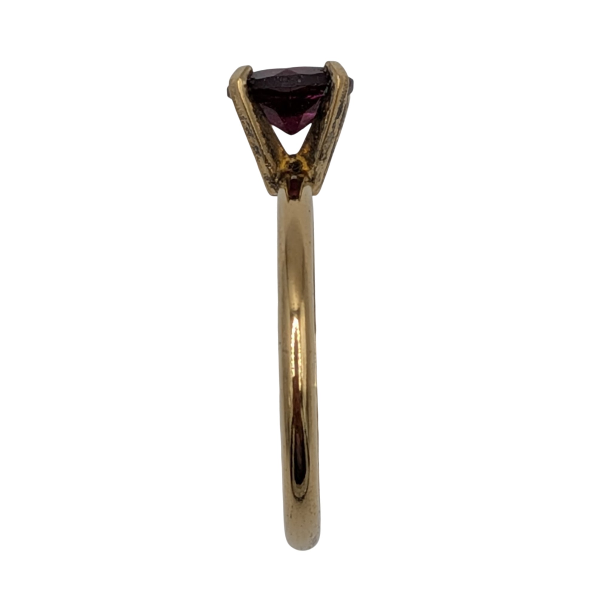 Signed Gold Over Sterling Silver Garnet Solitaire Ring Size 8